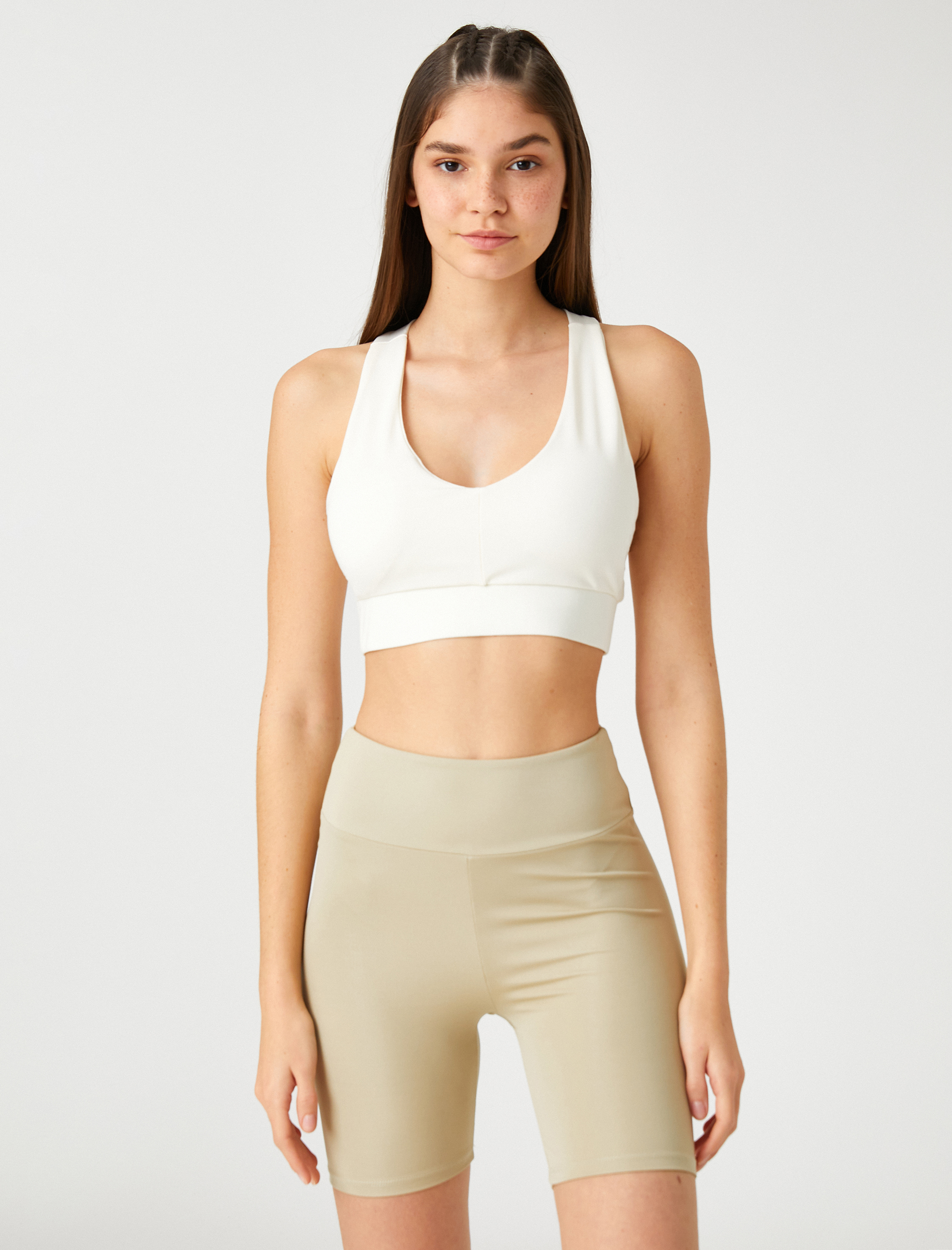   Sporcu Sütyeni Çapraz Askılı U Yaka