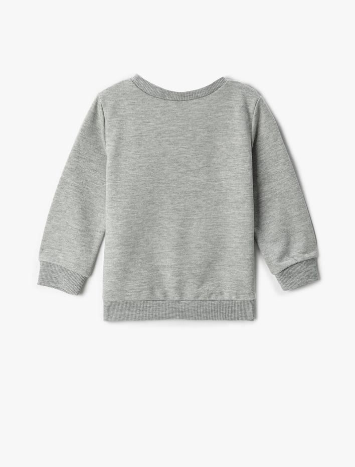 Erkek Bebek Kaplan Baskılı Sweatshirt Uzun Kollu Bisiklet Yaka