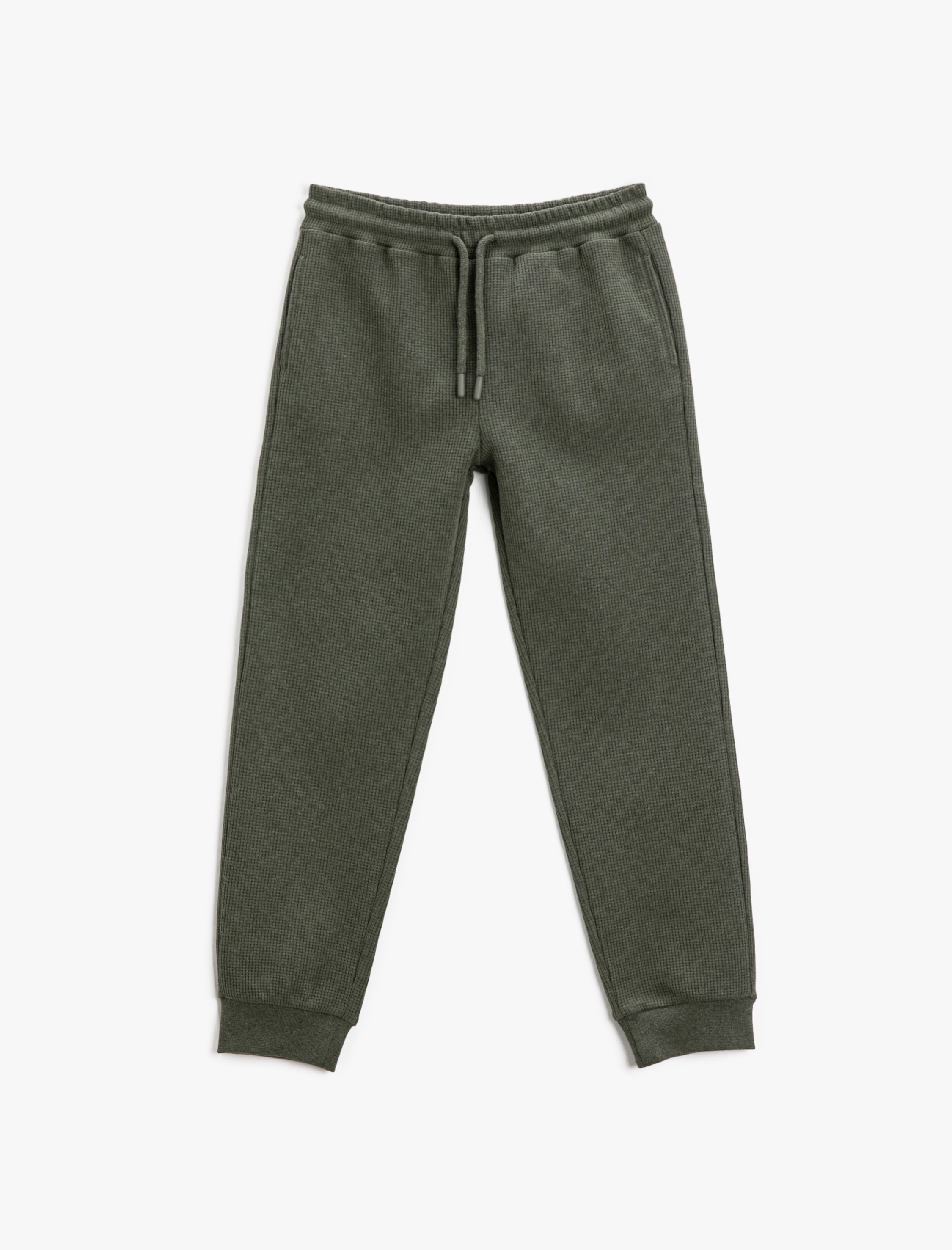  Erkek Çocuk Basic Jogger Eşofman Altı Beli Bağlamalı Cepli Gofre Dokulu