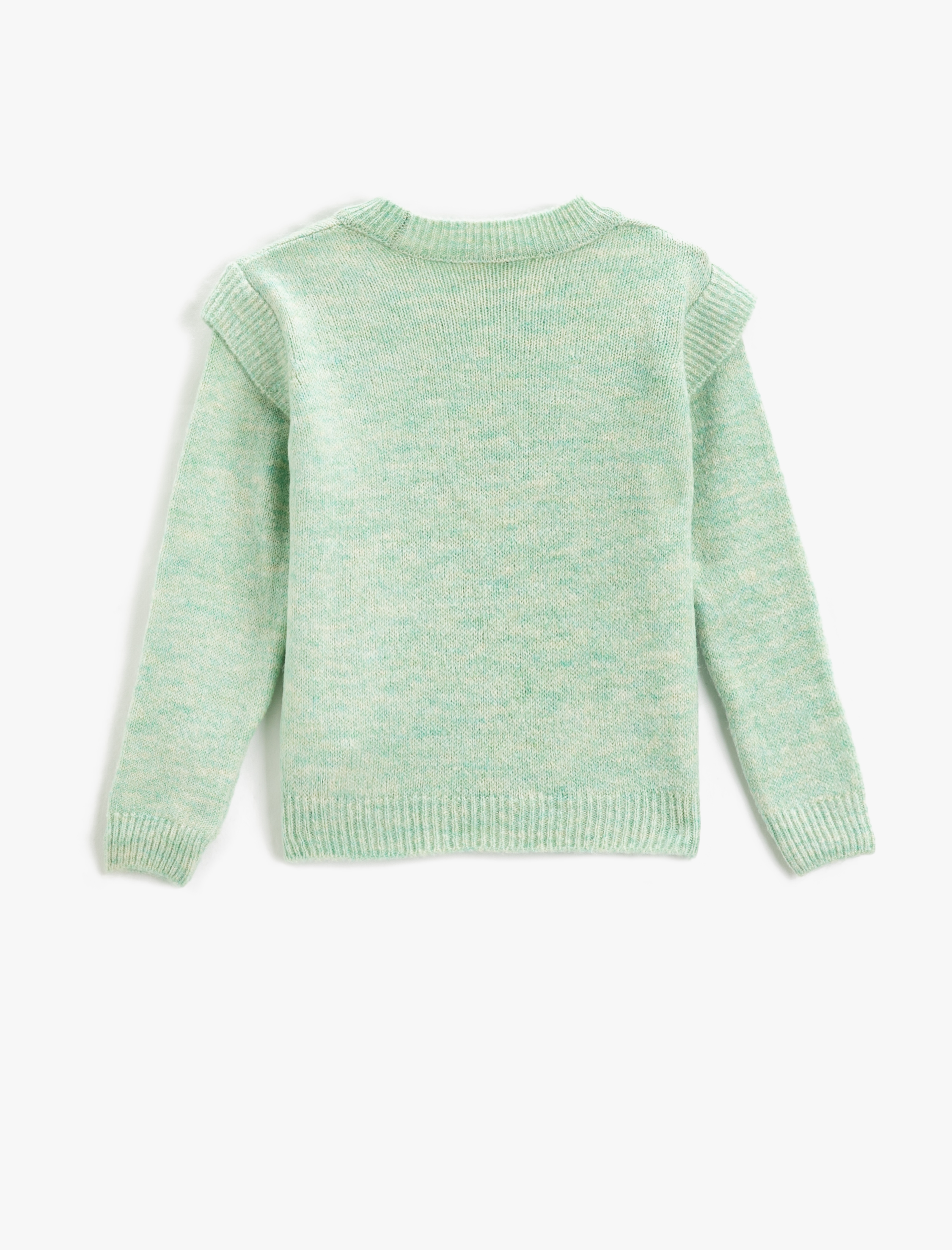 Kız Çocuk Çiçek İşlemeli Kazak Yumuşak Dokulu Uzun Kollu Yuvarlak Yaka