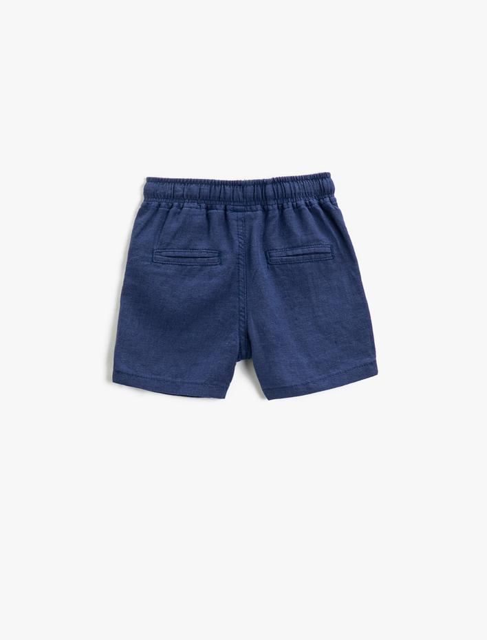 Erkek Bebek Keten Karışımlı Şort Beli Bağlamalı