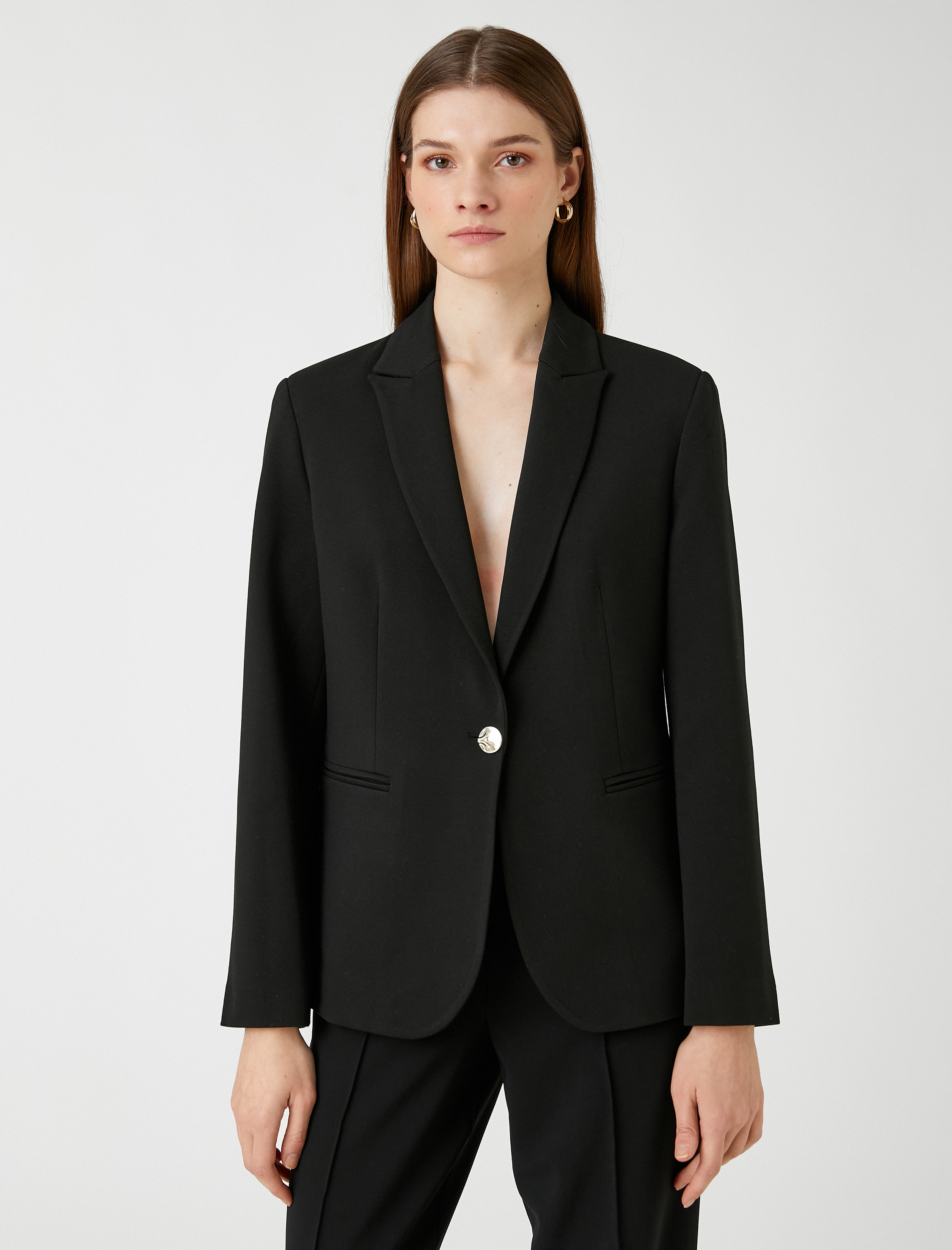   Blazer Ceket Tek Düğmeli Cep Detaylı