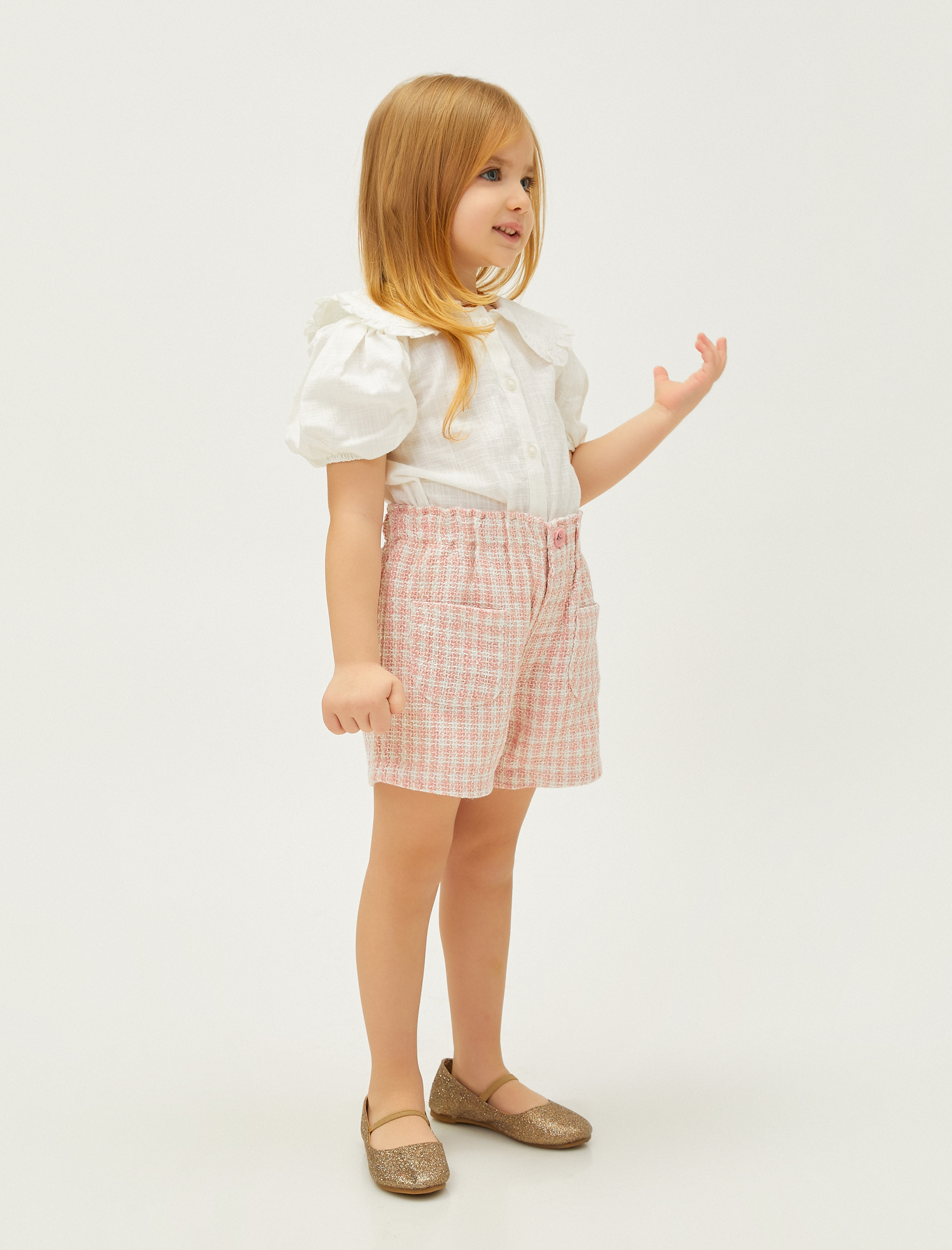  Kız Bebek Tüvit Mini Şort Cepli Beli Lasikli