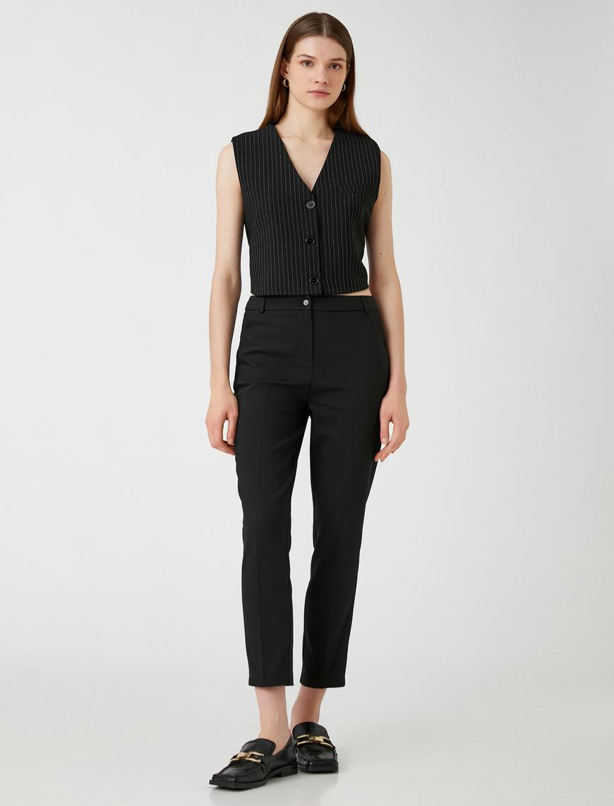  Crop Cigarette Pantolon Cepli Normal Bel