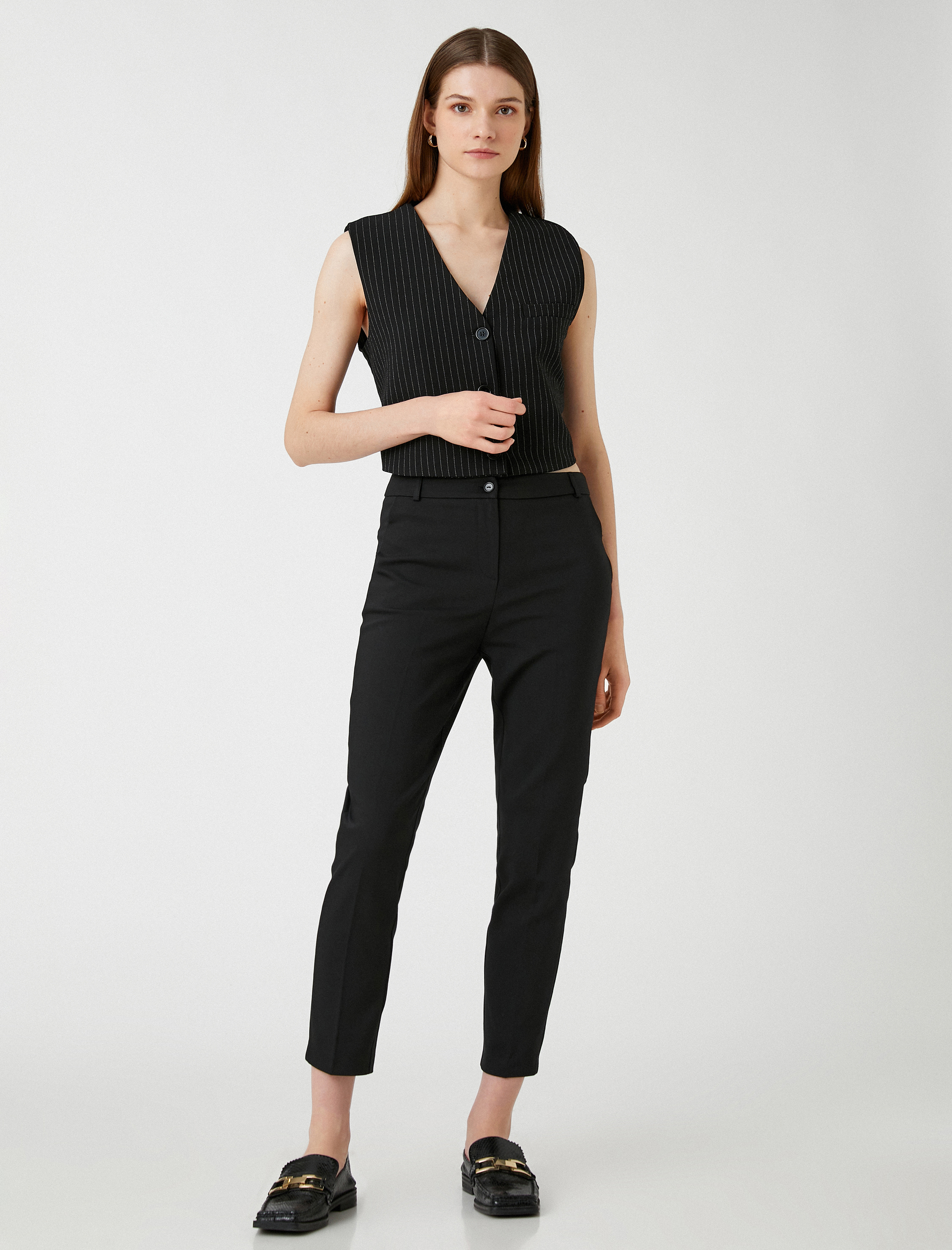   Crop Cigarette Pantolon Cepli Normal Bel