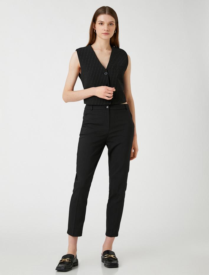  Crop Cigarette Pantolon Cepli Normal Bel