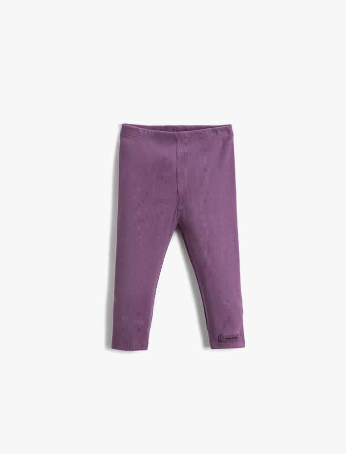 Kız Bebek Fitilli Basic Tayt Etiket Detaylı Beli Lastikli