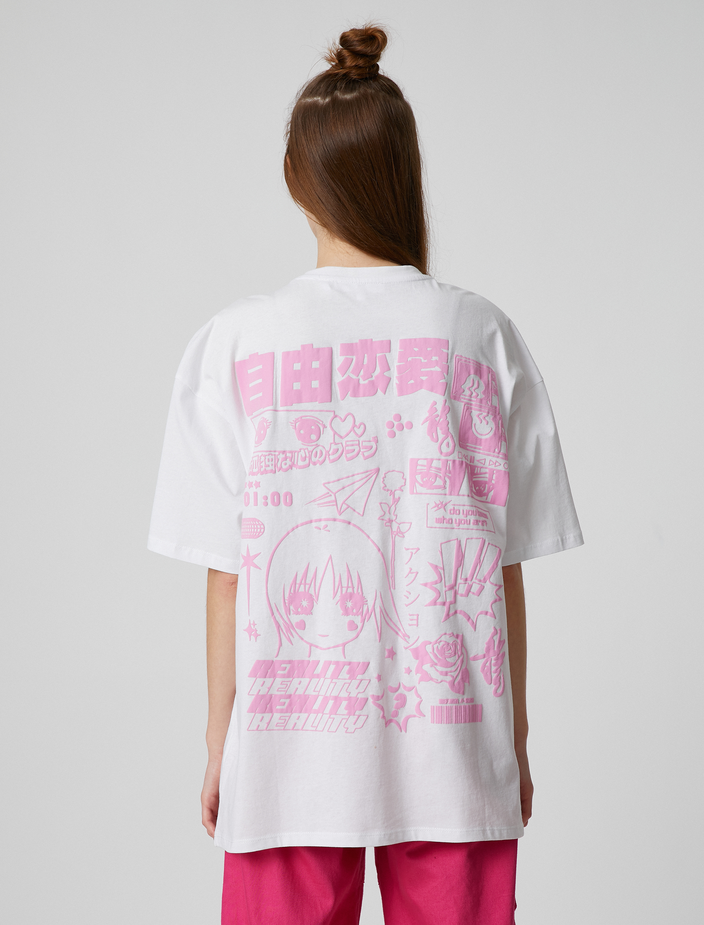 Oversize Anime Tişört Baskılı Oversize Kısa Kollu