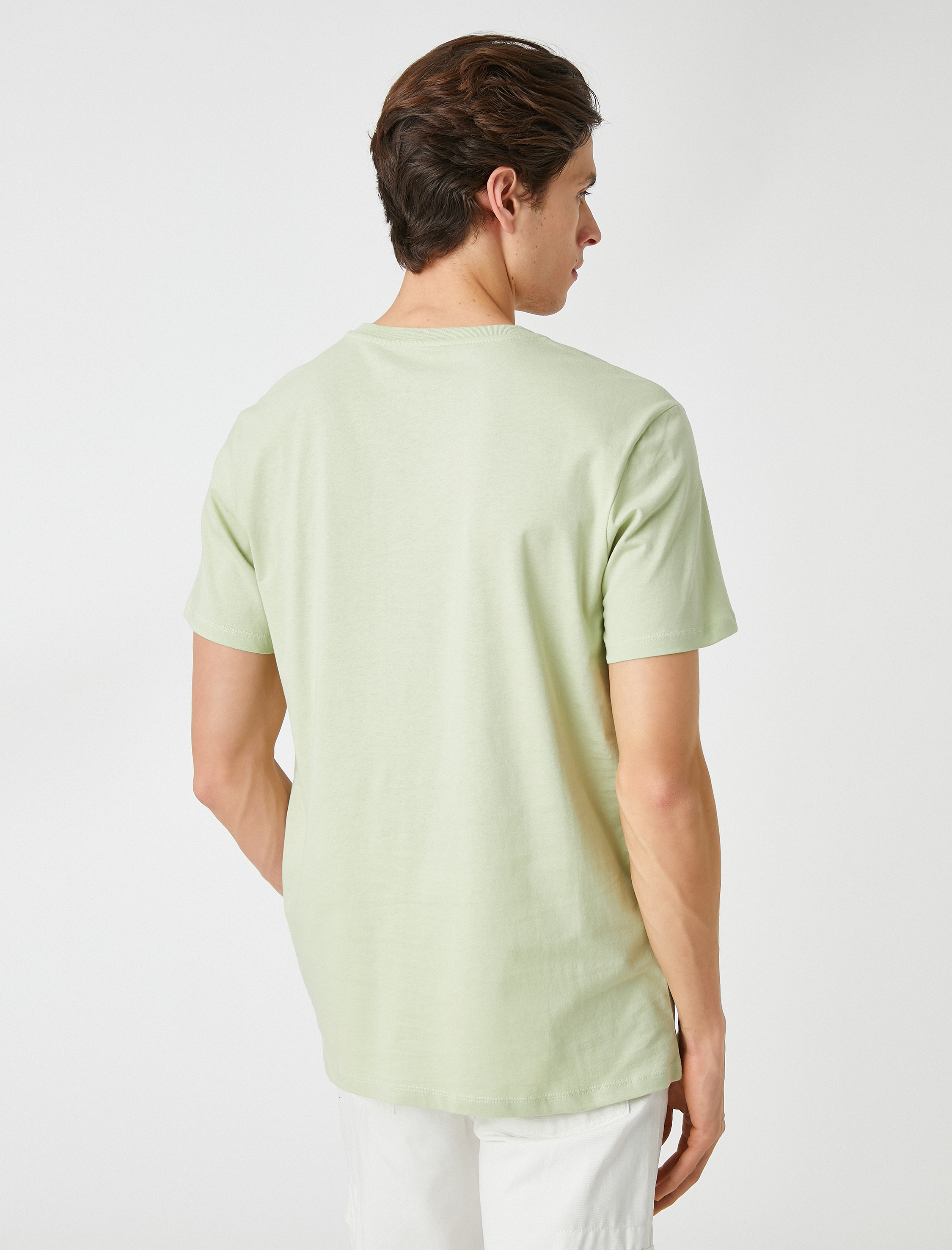   Kolej Tişört Baskılı Bisiklet Yaka Kısa Kollu Dar Kesim