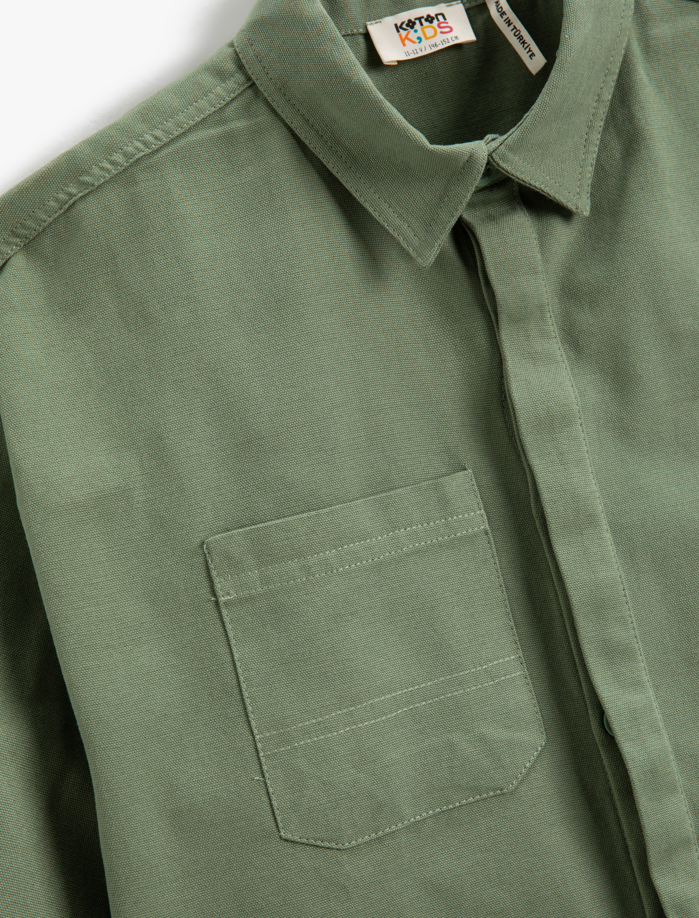  Erkek Çocuk Gömlek Ceket Oversize Tek Cep Detaylı Uzun Kollu Pamuklu