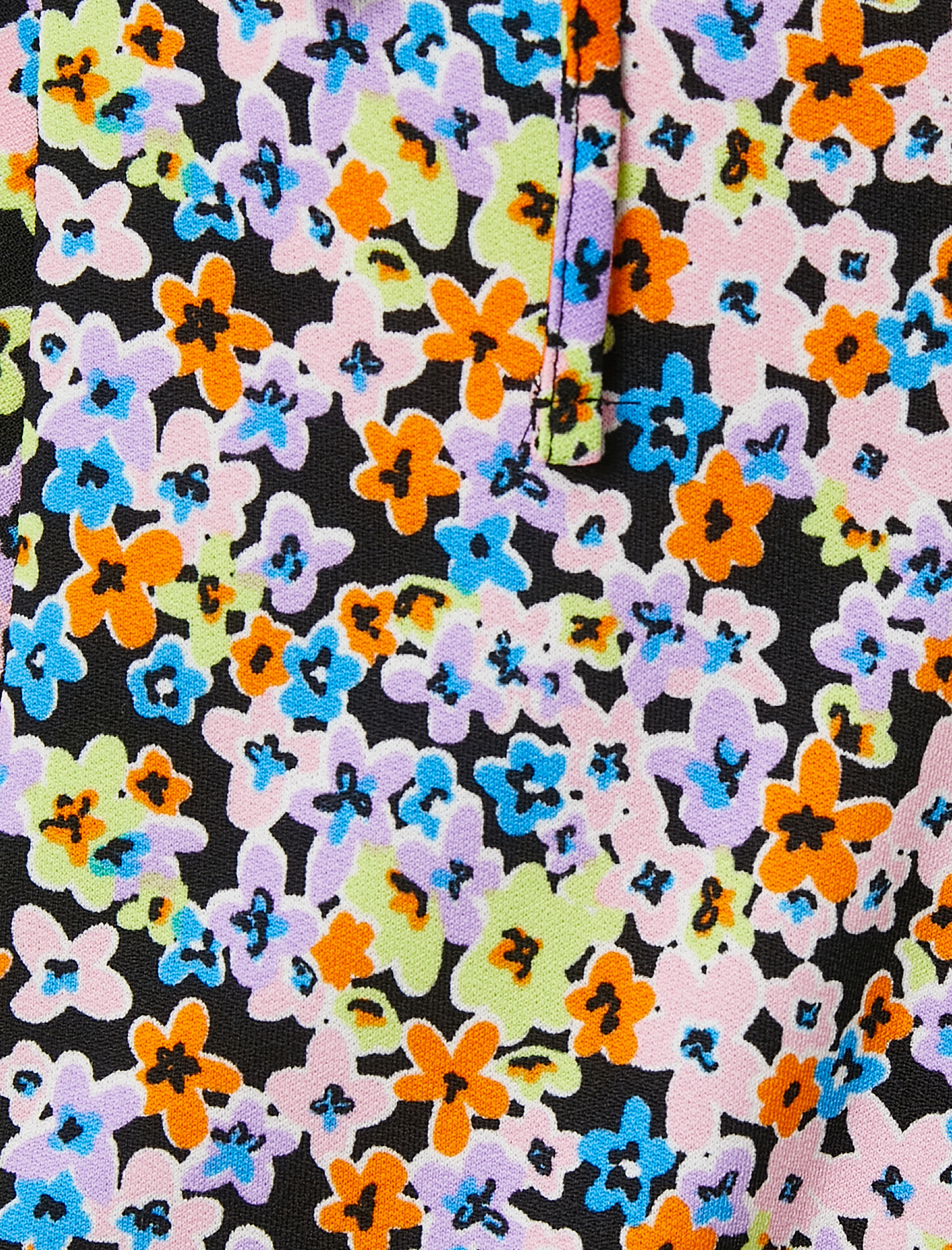   Çiçekli Mini Elbise Pencere Detaylı Kısa Kollu