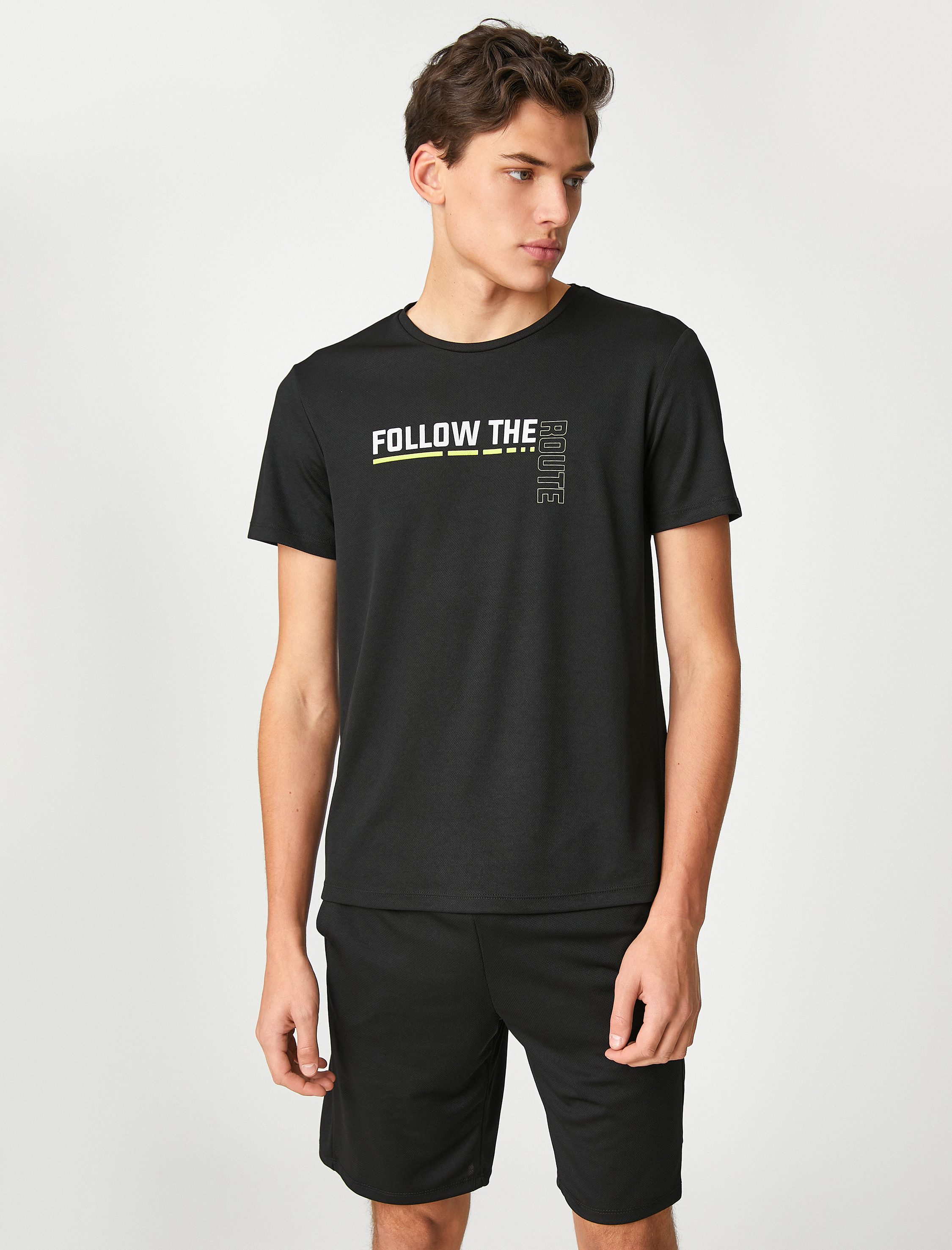   Spor Tişört Bisiklet Yaka Slogan Baskılı