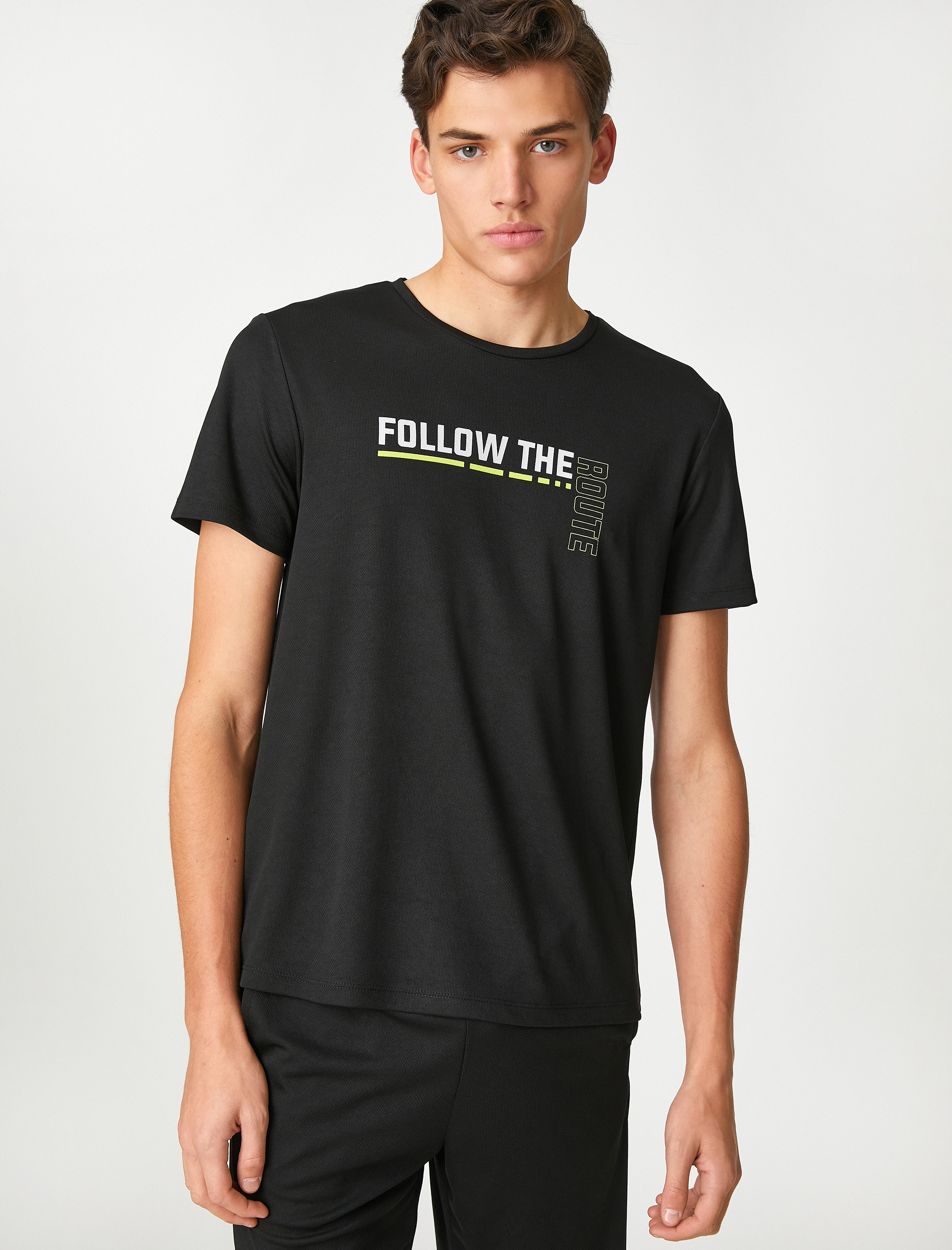   Spor Tişört Bisiklet Yaka Slogan Baskılı