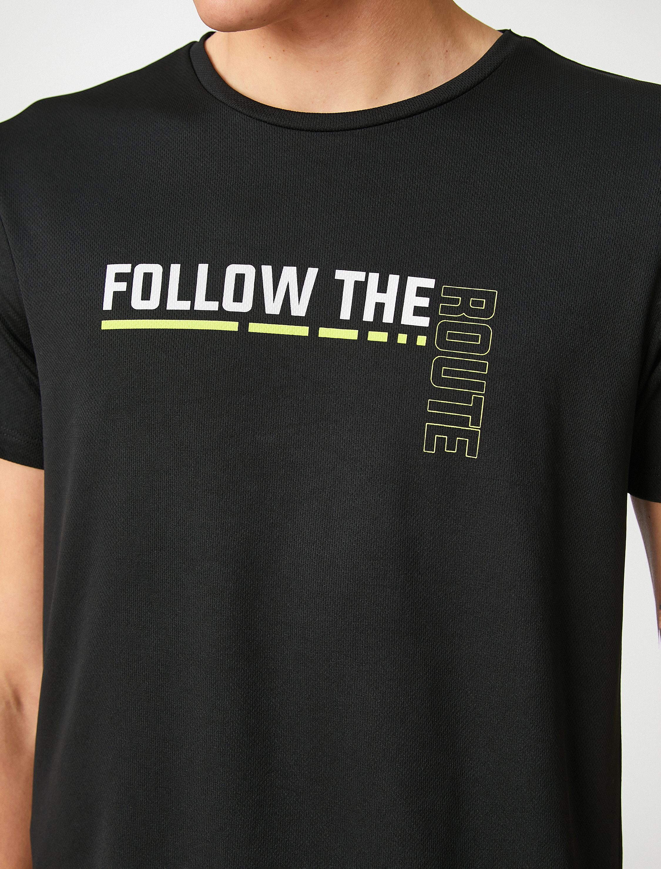   Spor Tişört Bisiklet Yaka Slogan Baskılı