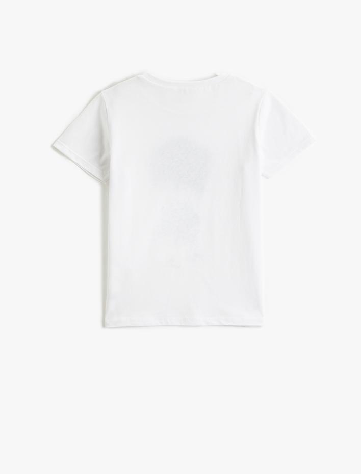 Erkek Çocuk Futbol Baskılı Tişört Kısa Kollu Bisiklet Yaka Pamuklu