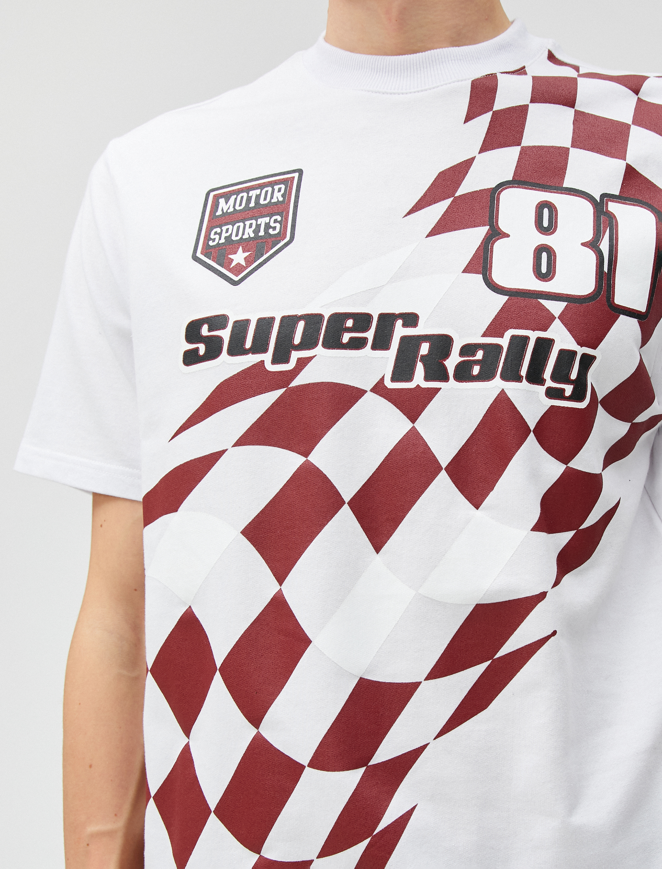   Baskılı Tişört Yarış Temalı Bisiklet Yaka Kısa Kollu Pamuklu