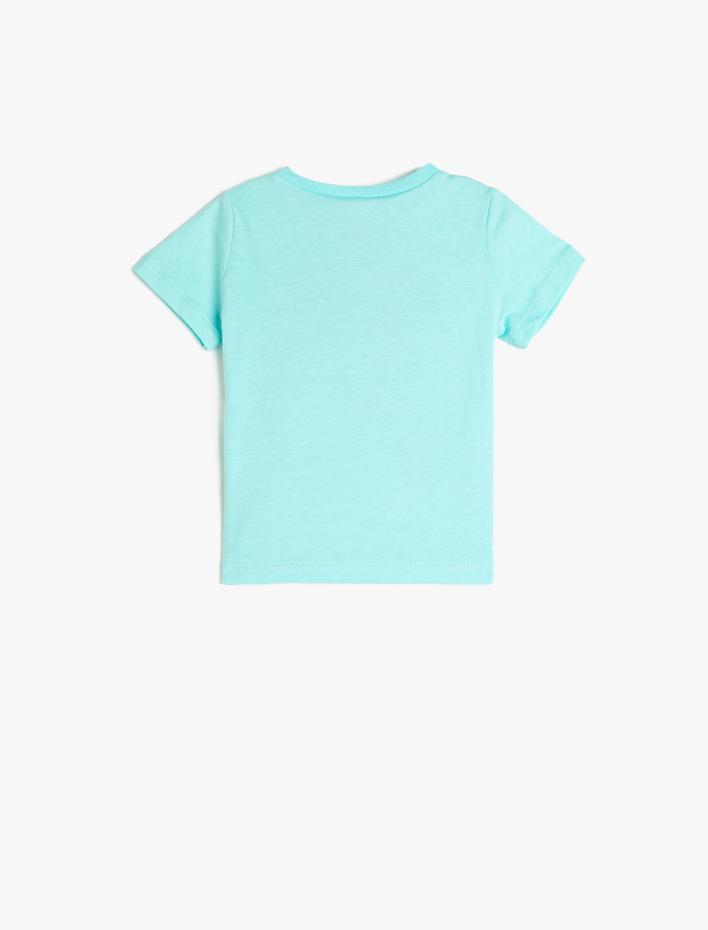 Erkek Bebek Araba Baskılı Kısa Kollu Tişört Bisiklet Yaka Pamuklu