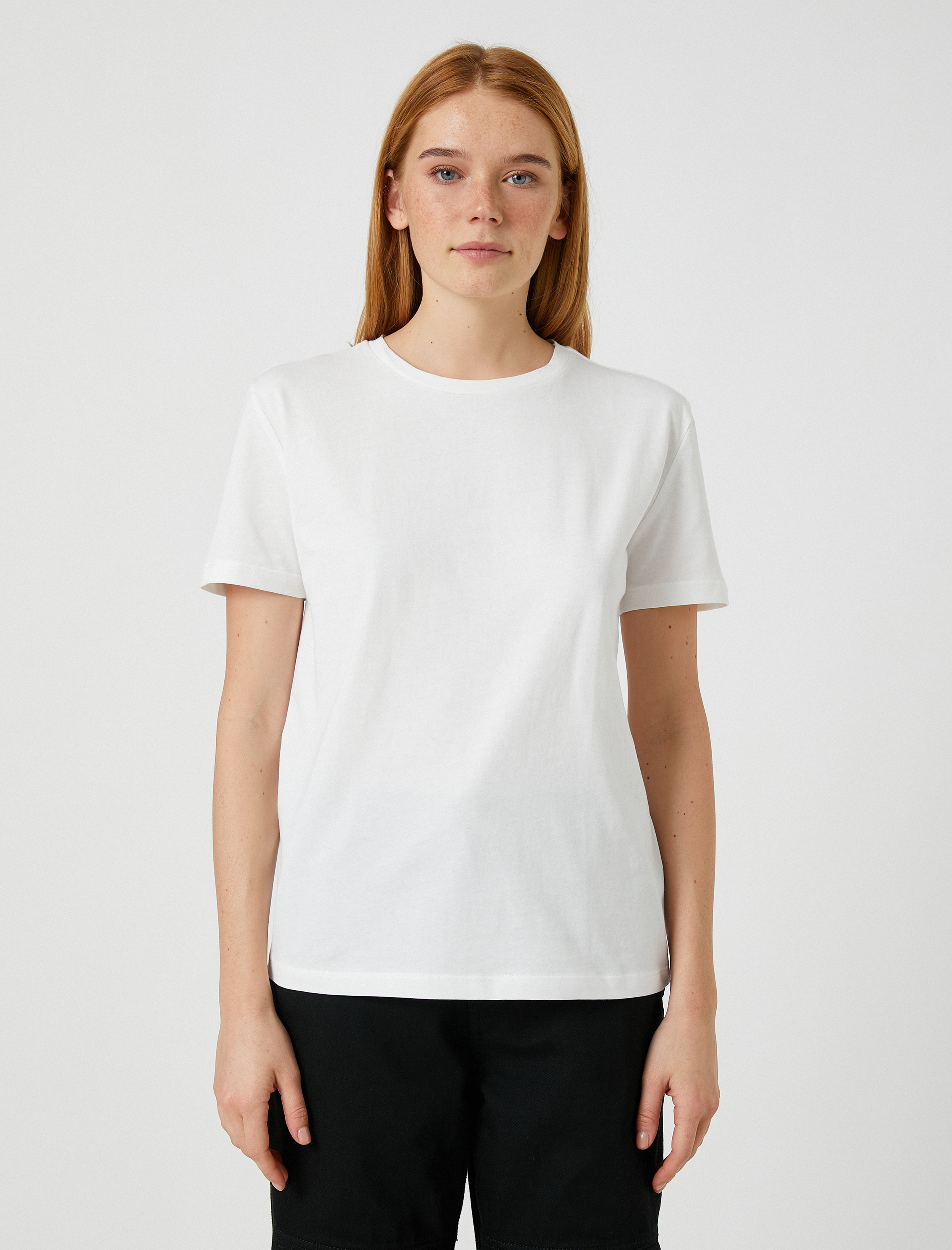   Basic Tişört Kısa Kollu Bisiklet Yaka