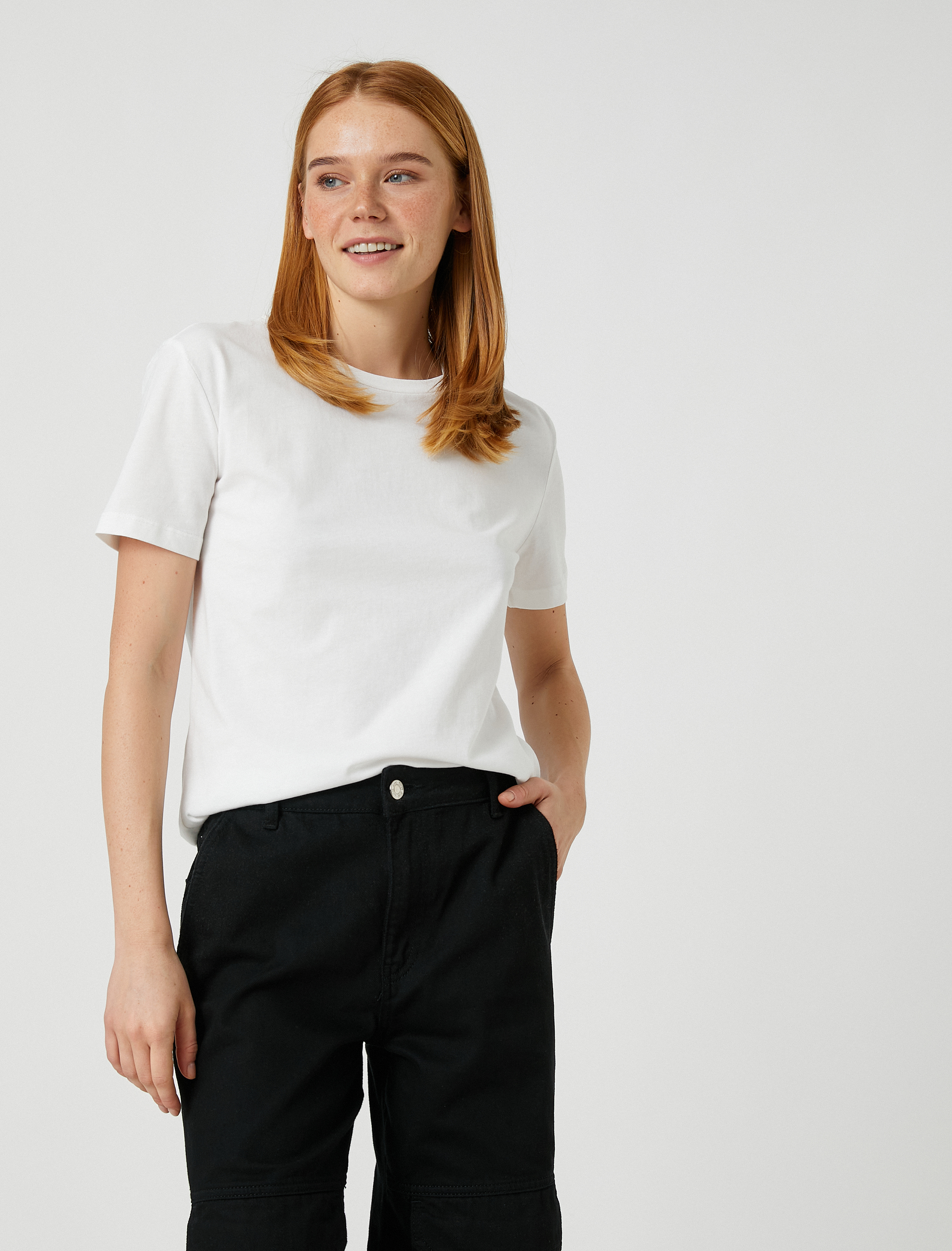   Basic Tişört Kısa Kollu Bisiklet Yaka