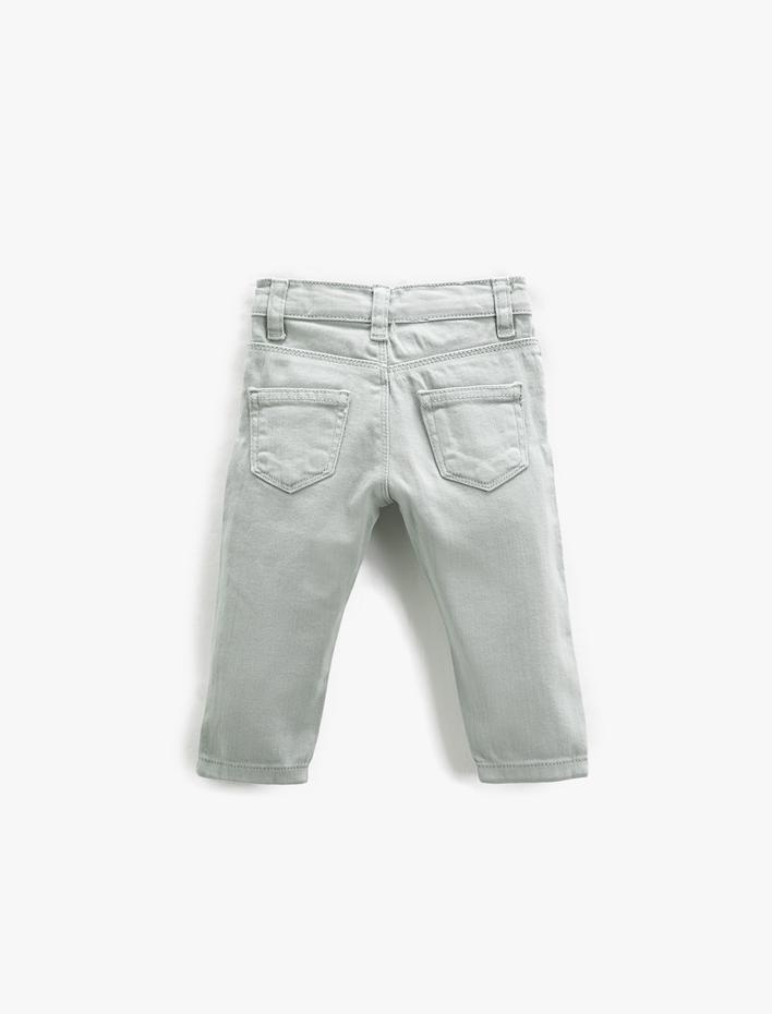 Erkek Bebek Kot Pantolon Slim Fit Cepli Pamuklu Beli Ayarlanabilir Lastikli