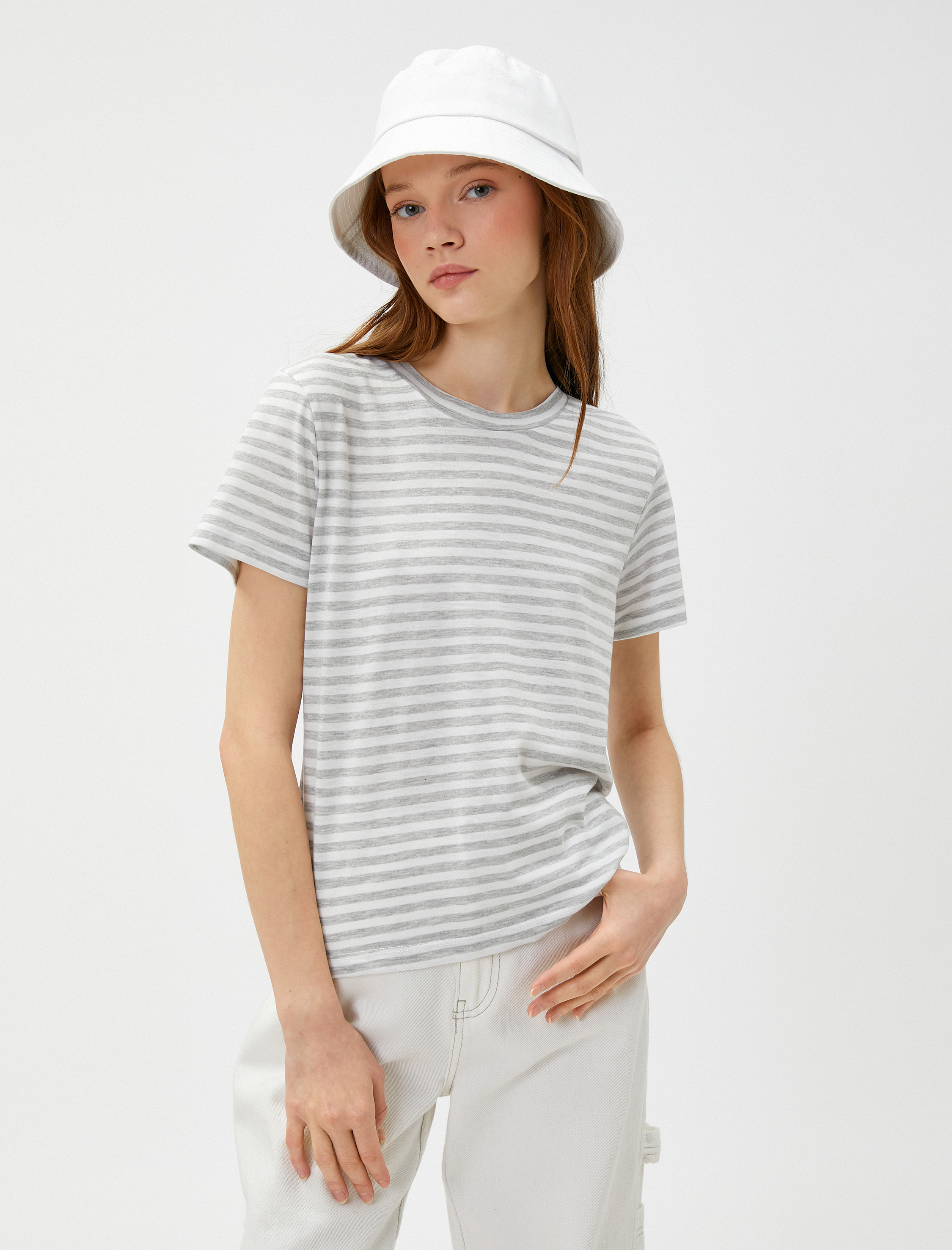   Bisiklet Yaka Tişört Kısa Kollu Viskon Karışımlı