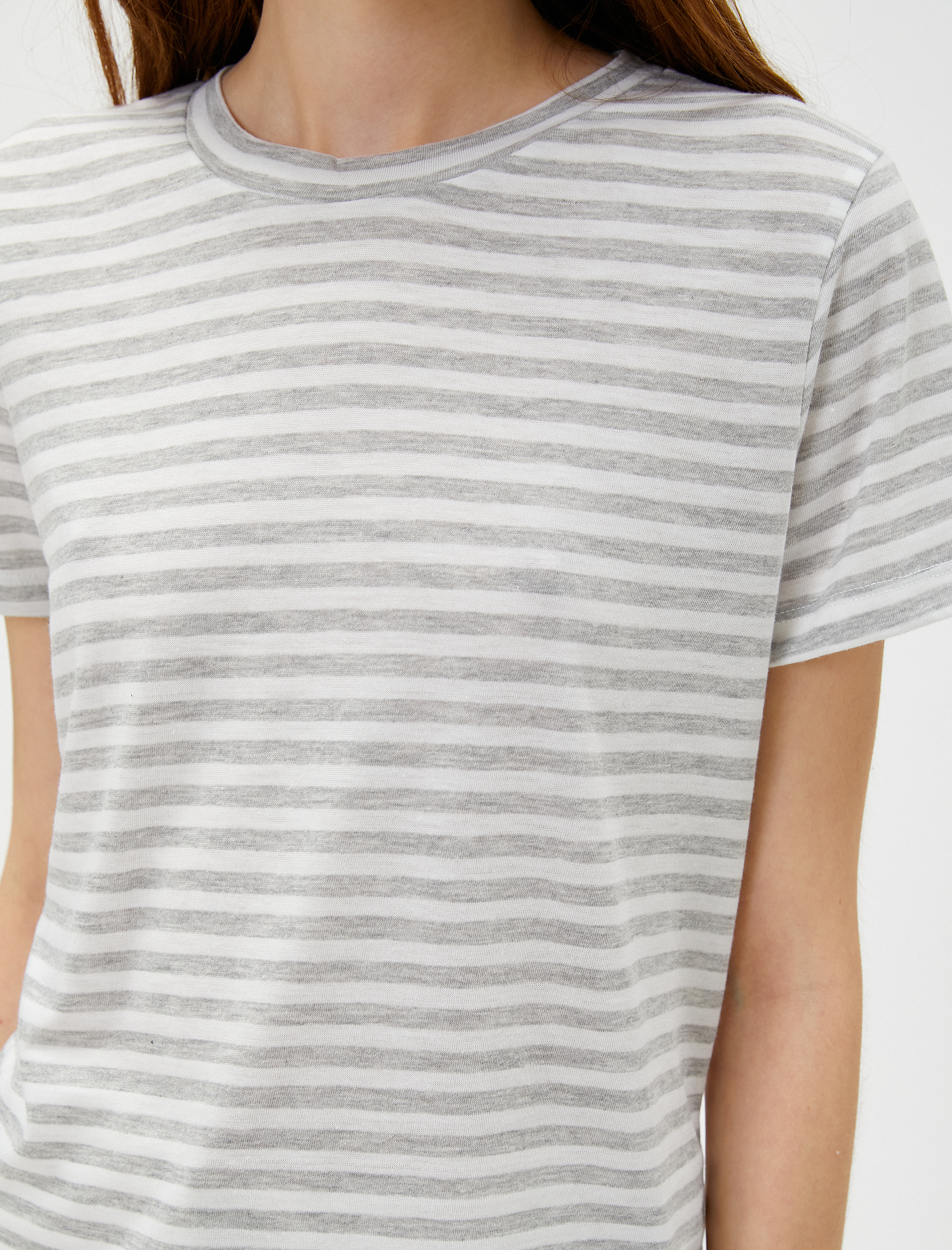   Bisiklet Yaka Tişört Kısa Kollu Viskon Karışımlı