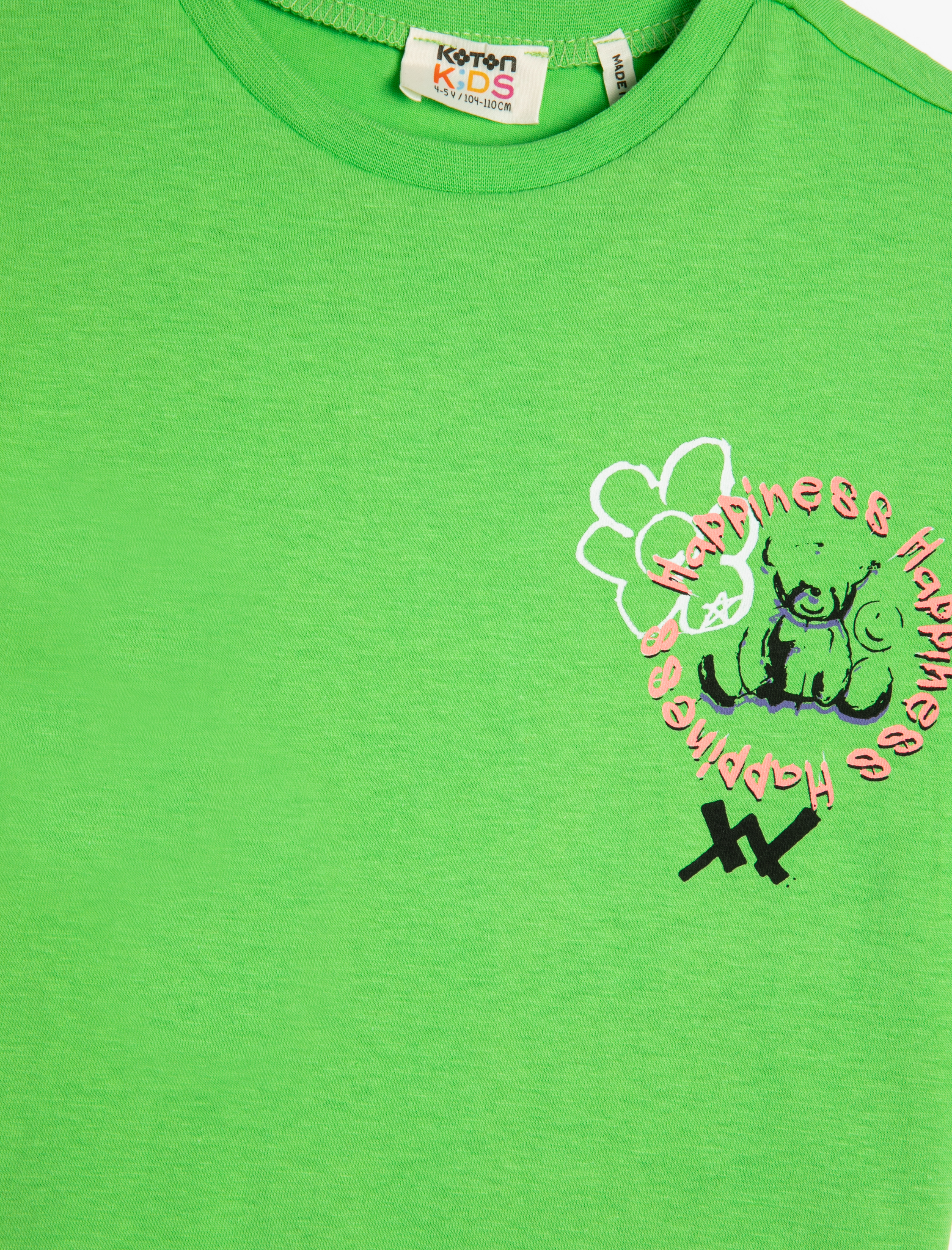  Kız Çocuk Crop Oversize Tişört Arkası Baskılı Kısa Kollu Bisiklet Yaka Pamuklu