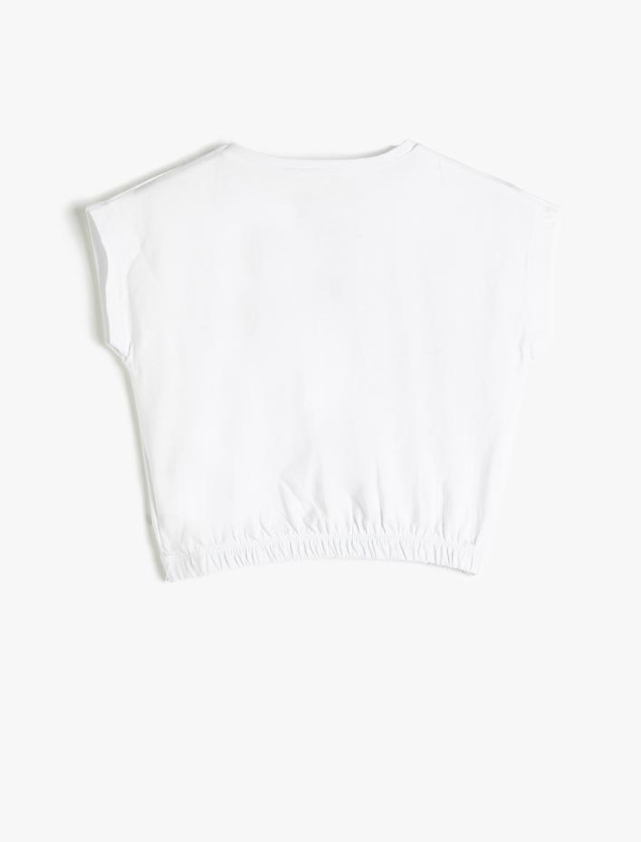 Kız Çocuk Tişört Beli Lastikli Bol Kalıp Kısa Kollu Pamuklu