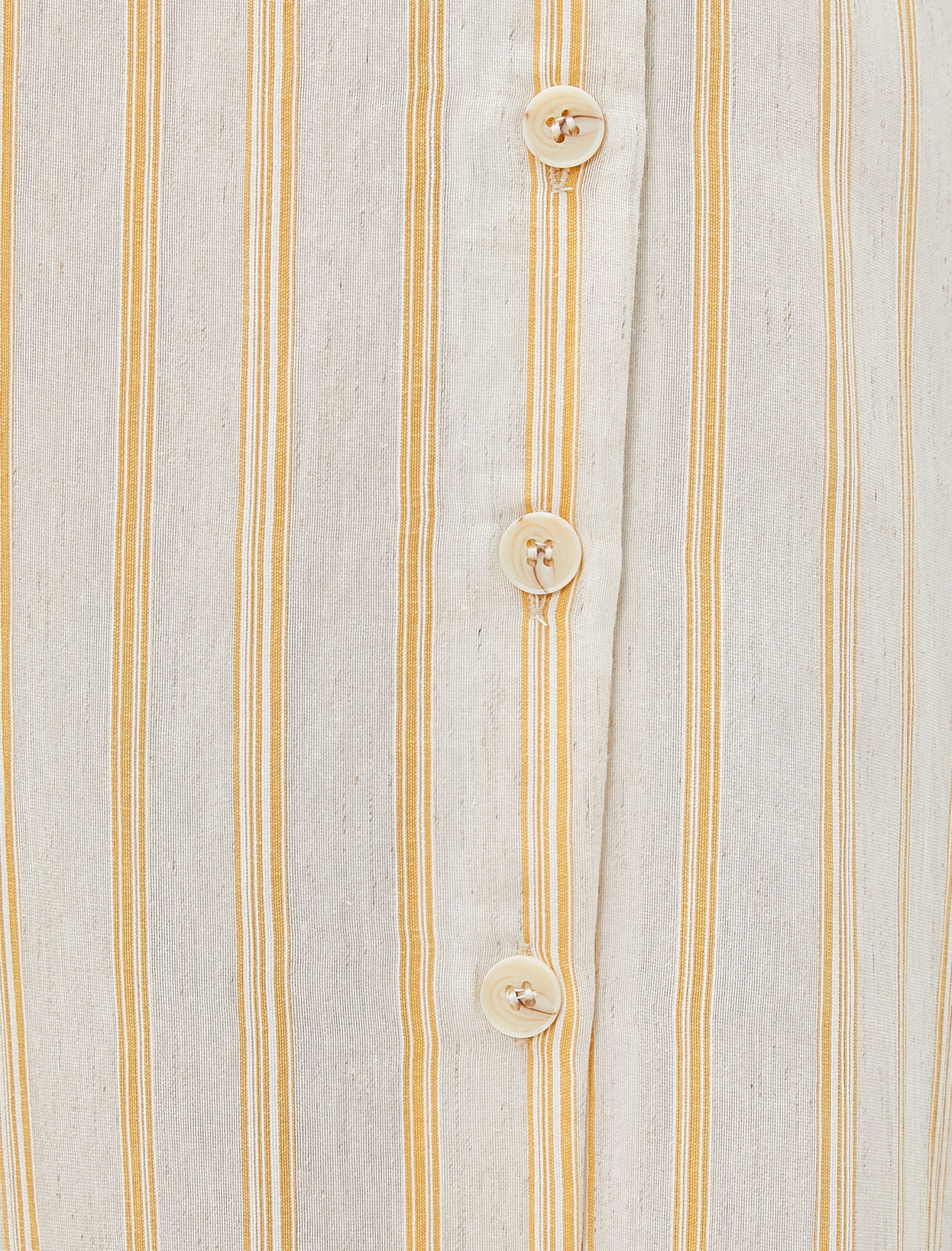 Midi Gömlek Elbise V Yaka Keten Karışımlı