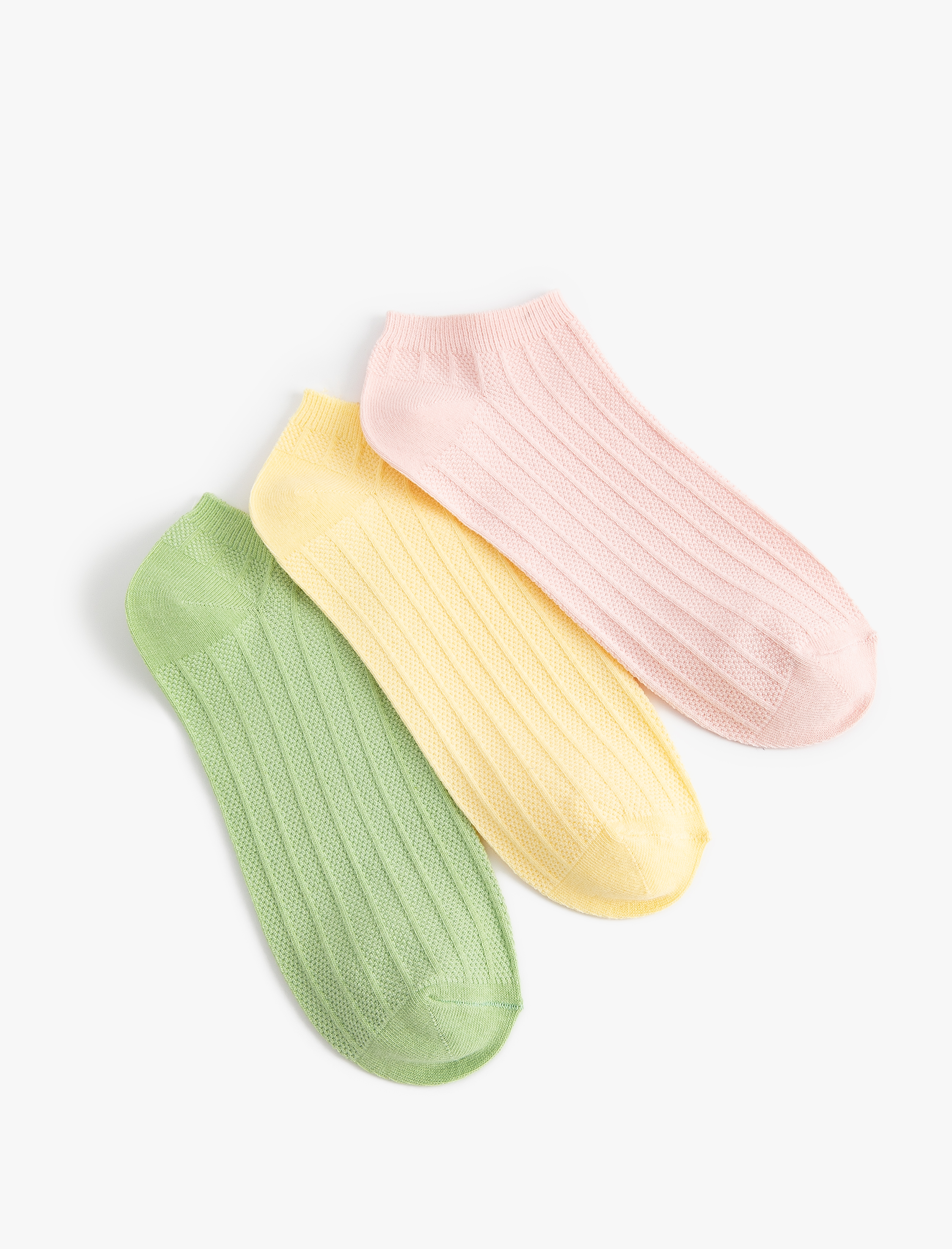  Kadın Basic 3'lü Patik Çorap Seti Dokulu