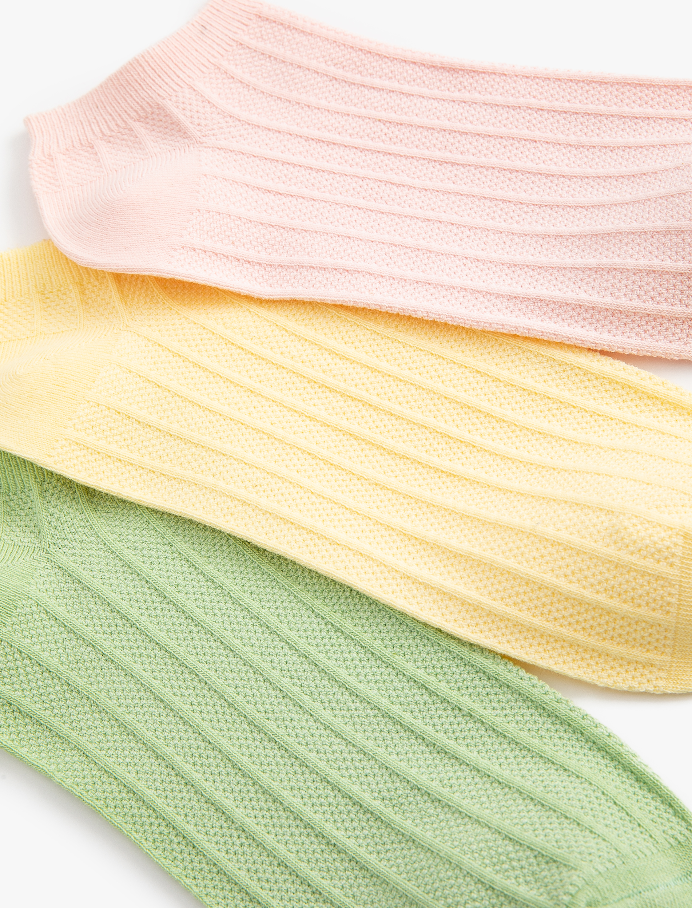  Kadın Basic 3'lü Patik Çorap Seti Dokulu