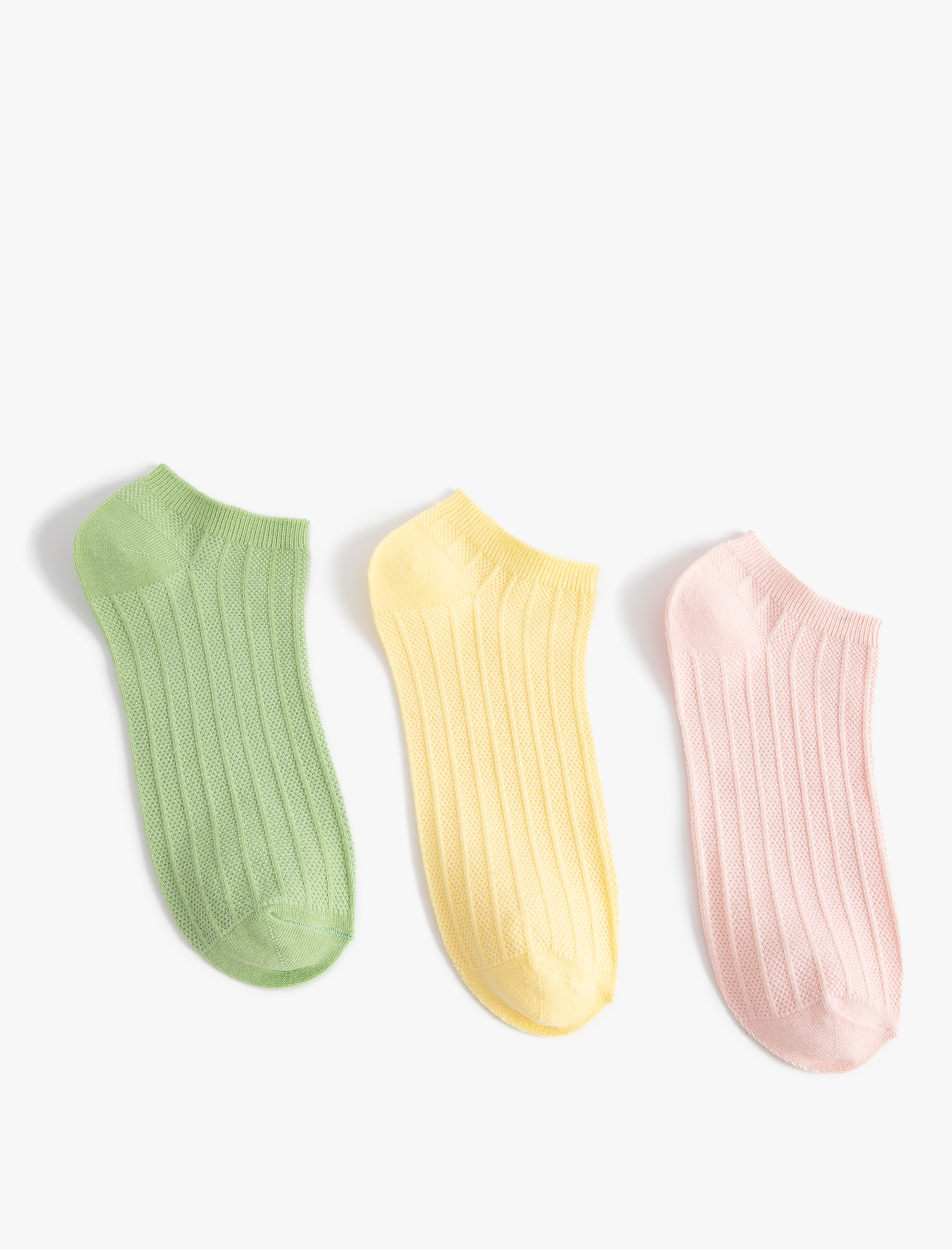  Kadın Basic 3'lü Patik Çorap Seti Dokulu