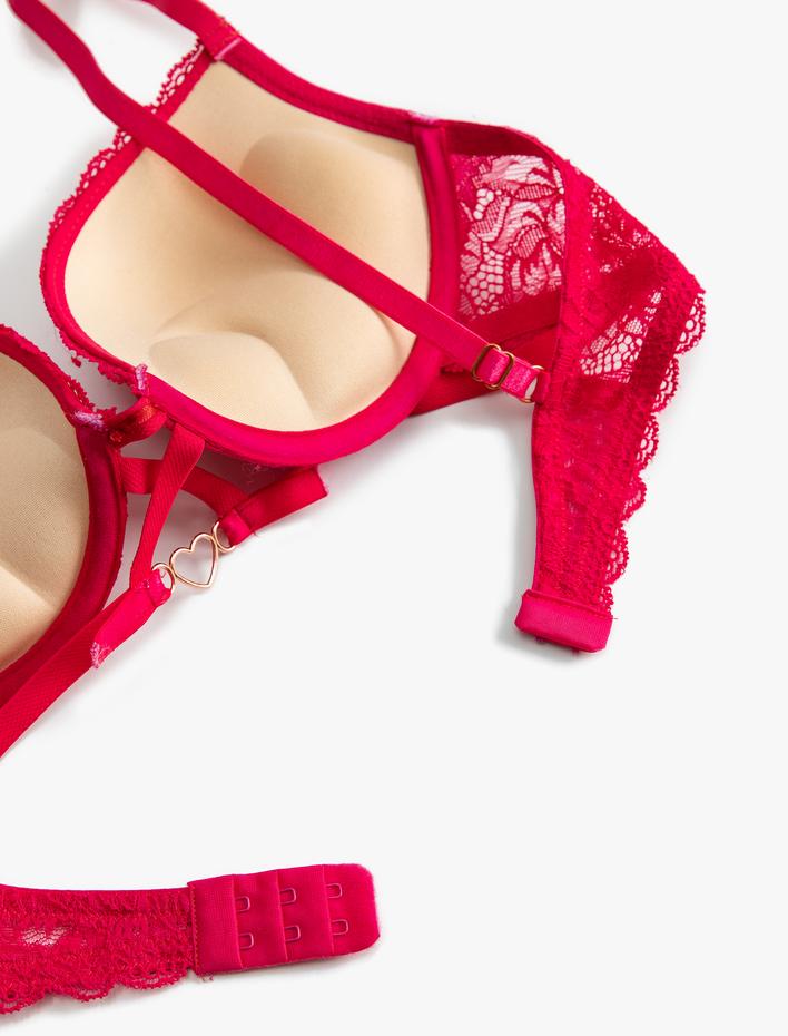  Push Up Sütyen Dantelli Dolgulu Balenli Metal Aksesuarlı