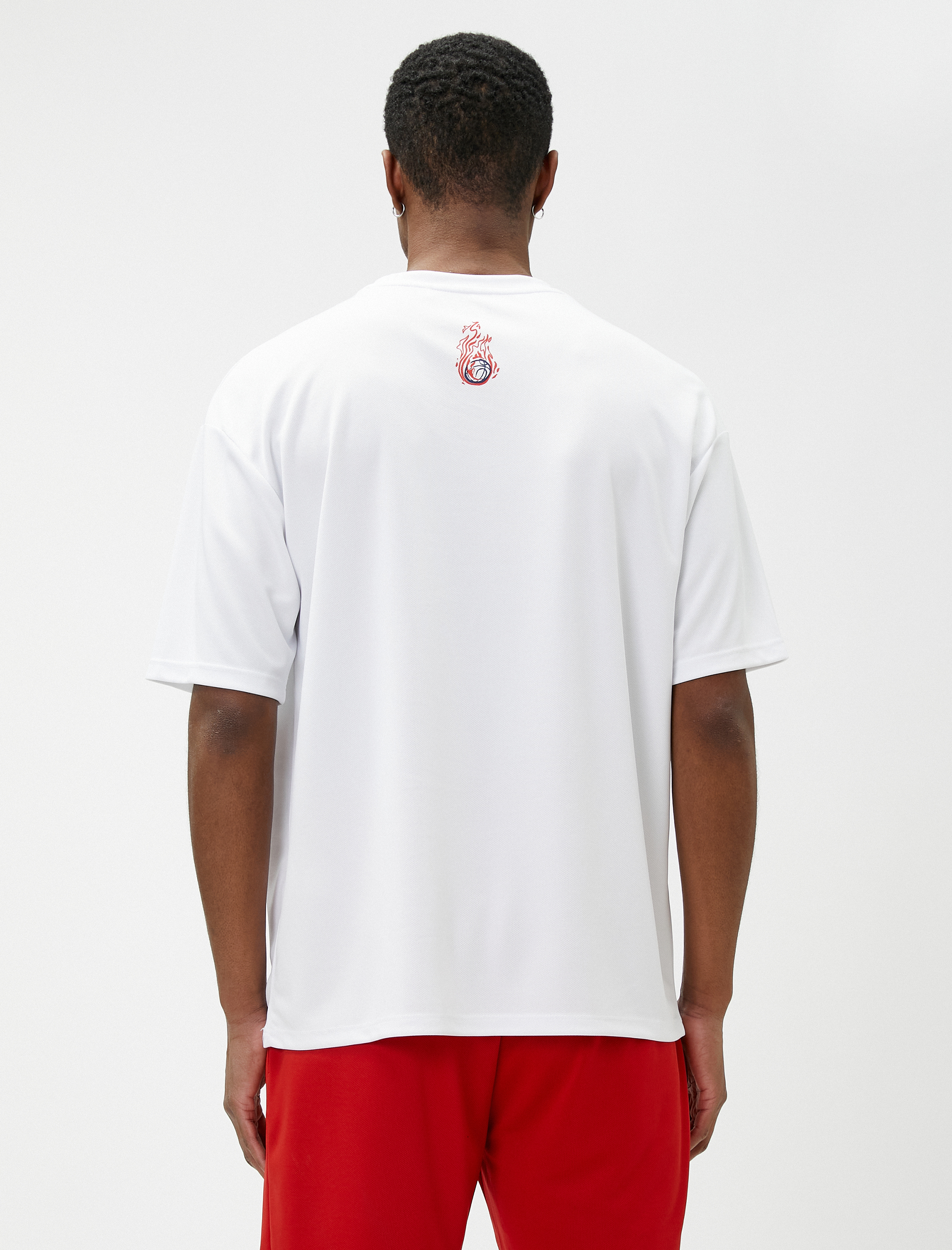   Spor Oversize Tişört Basketbol Baskılı Bisiklet Yaka Kısa Kollu