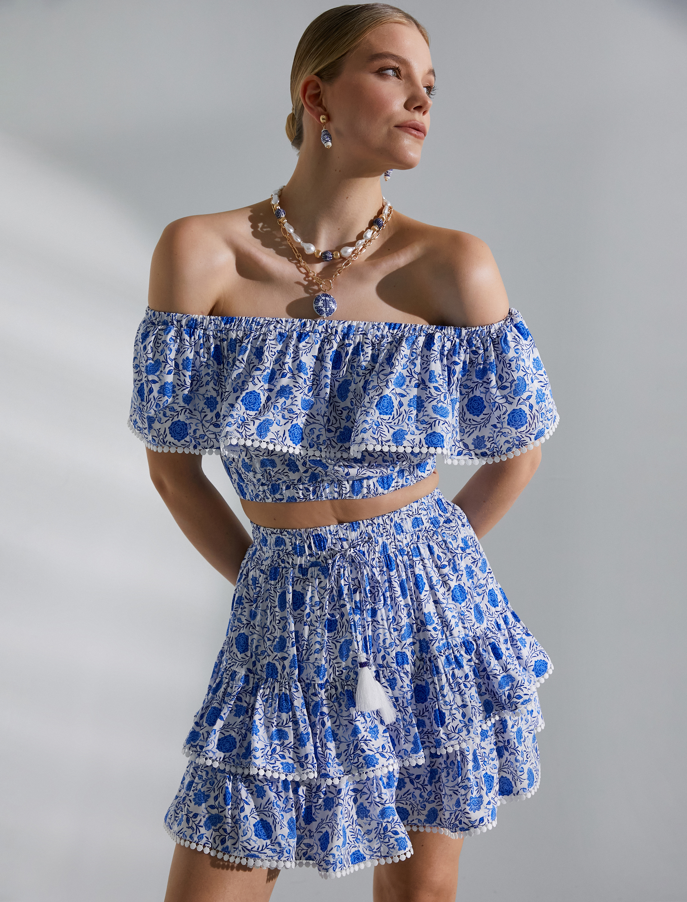   Etnik Baskılı Katlı Mini Etek