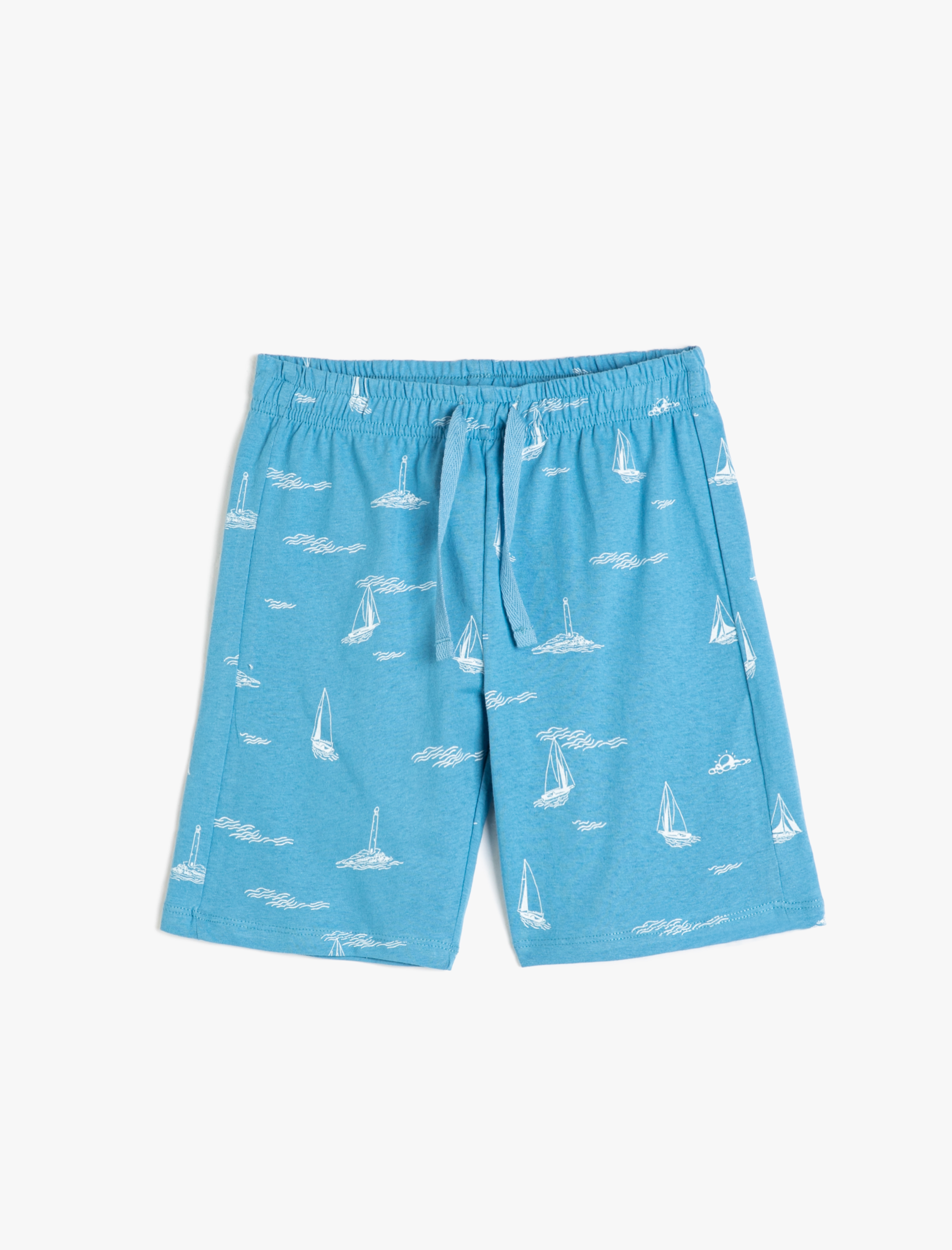  Erkek Çocuk Şort Beli Bağlamalı Pamuklu Baskılı