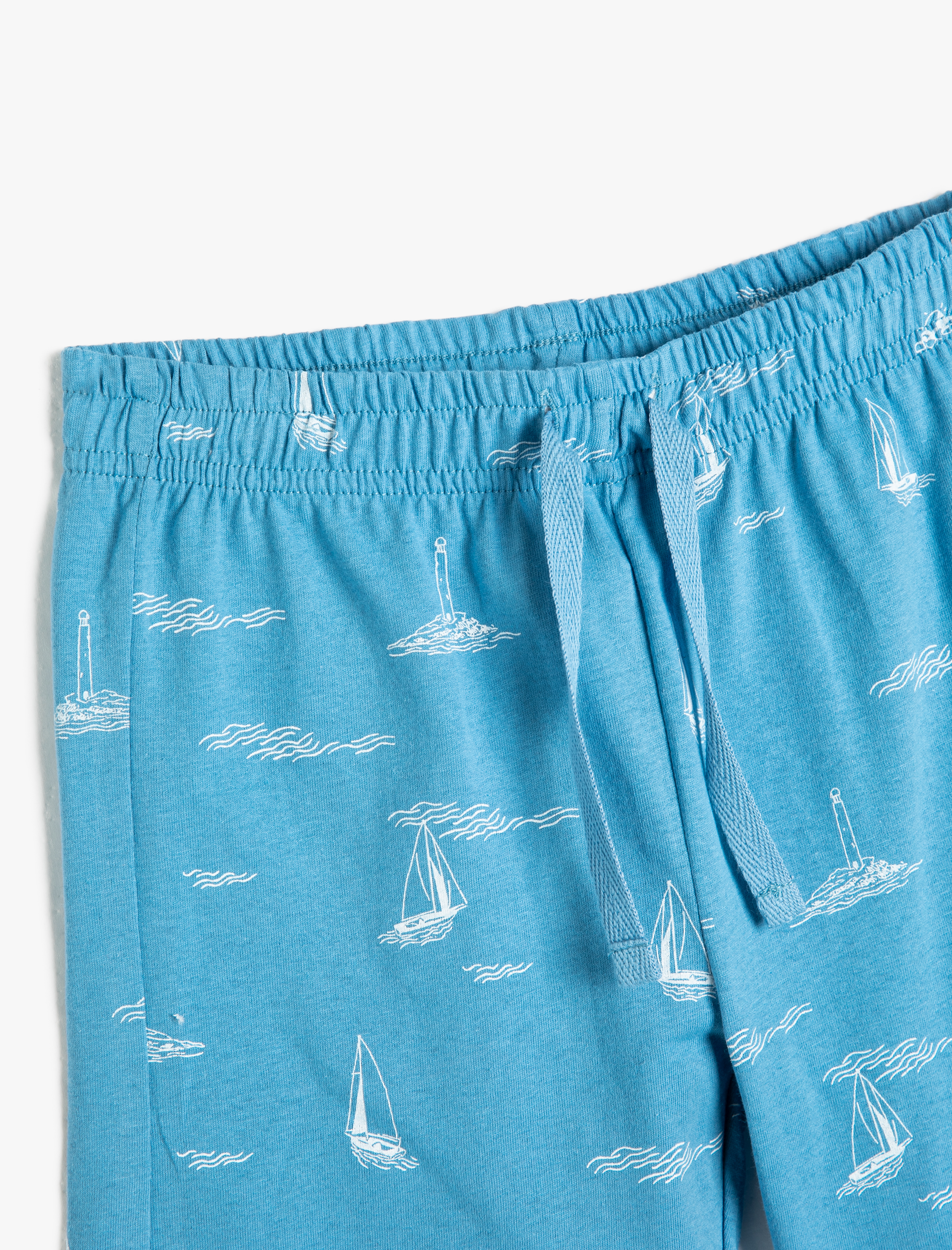  Erkek Çocuk Şort Beli Bağlamalı Pamuklu Baskılı