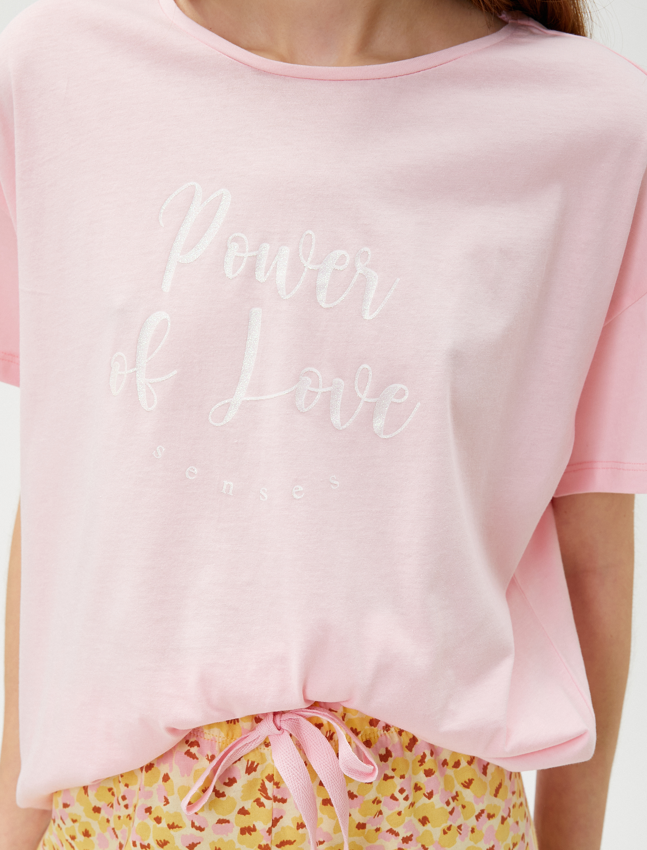   Pamuklu Pijama Takımı Kısa Kollu Desenli Baskılı