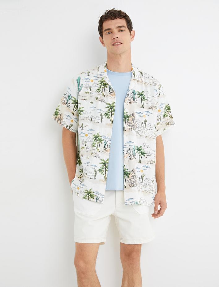  Kot Şort Beli Lastikli Düğmeli Cep Detaylı Katlı Paça