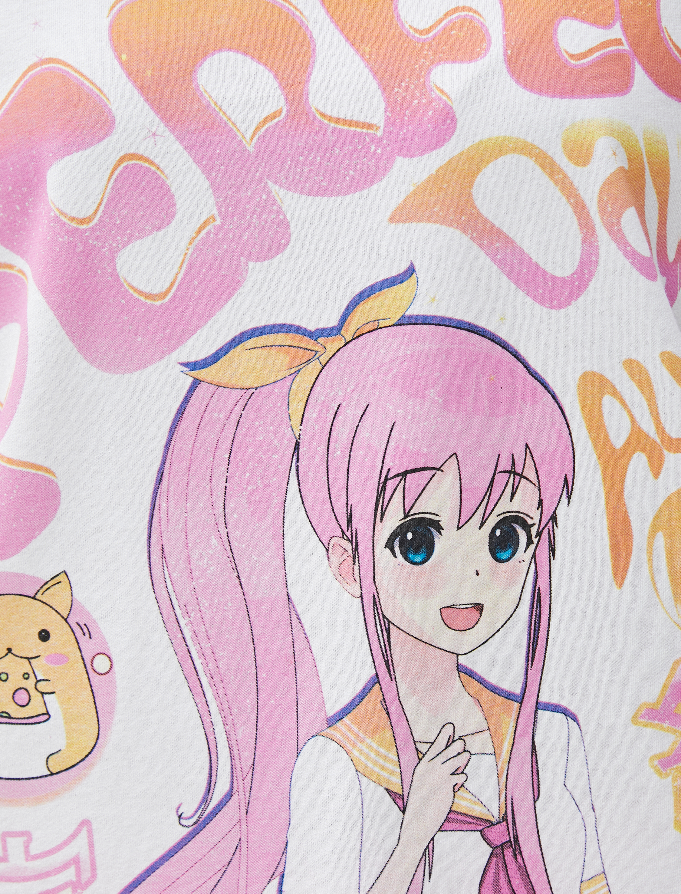   Anime Oversize Tişört Kısa Kollu Bisiklet Yaka Pamuklu