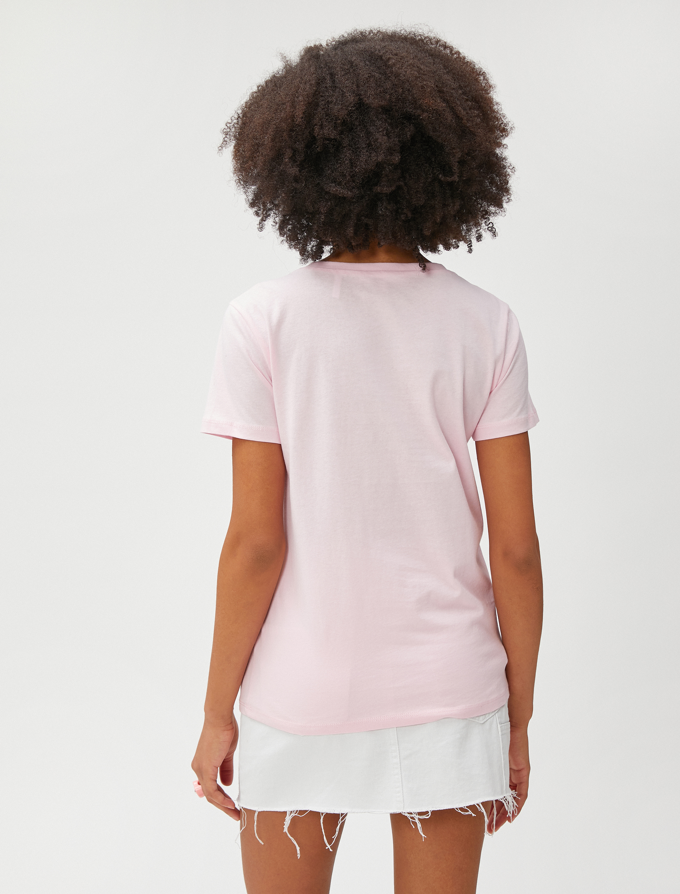   Baskılı Tişört Kısa Kollu Bisiklet Yaka Pamuklu