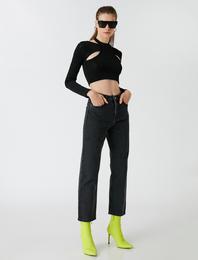 Yüksek Bel Düz Crop Paça Kot Pantolon - Eve Jean