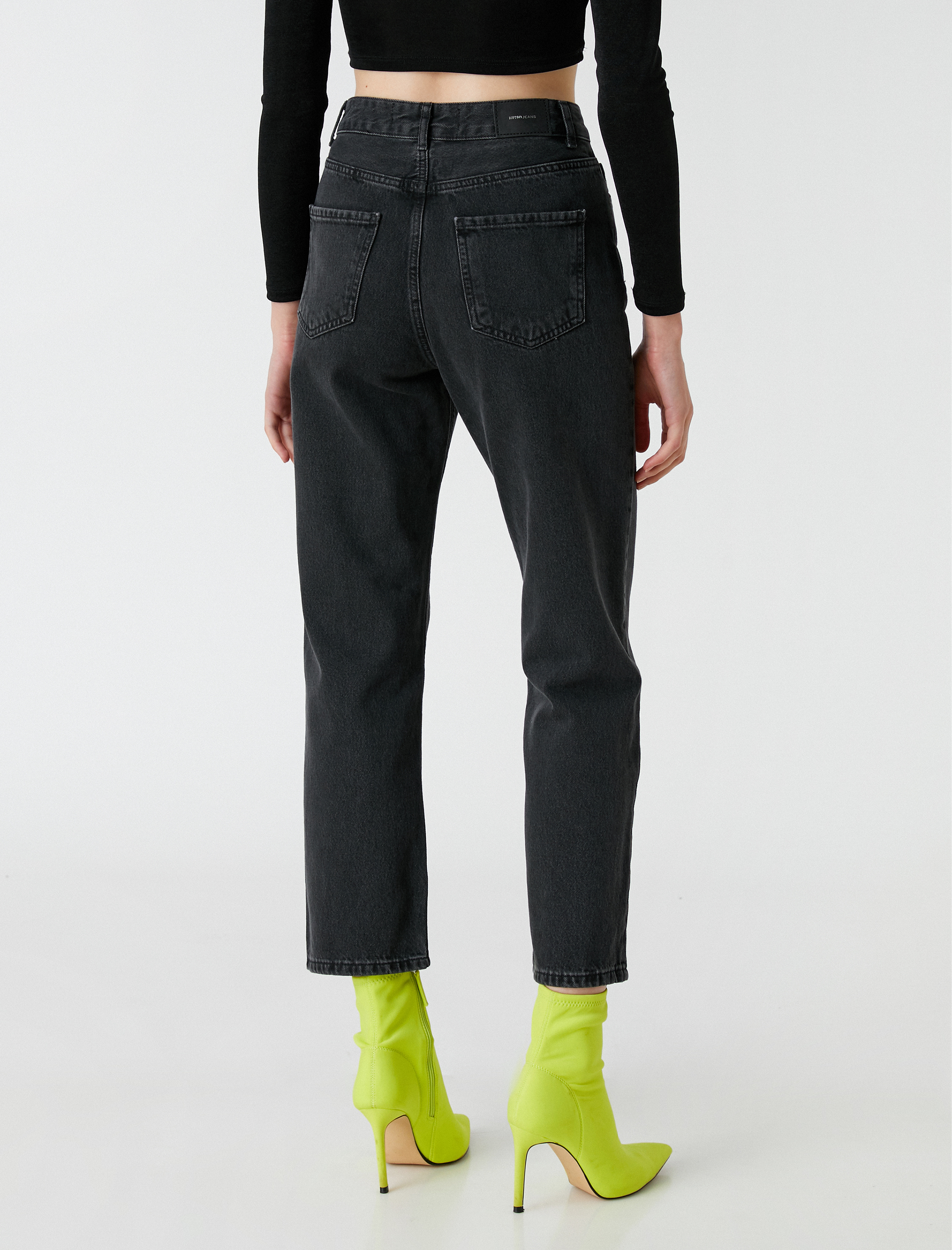   Yüksek Bel Düz Crop Paça Kot Pantolon - Eve Jean