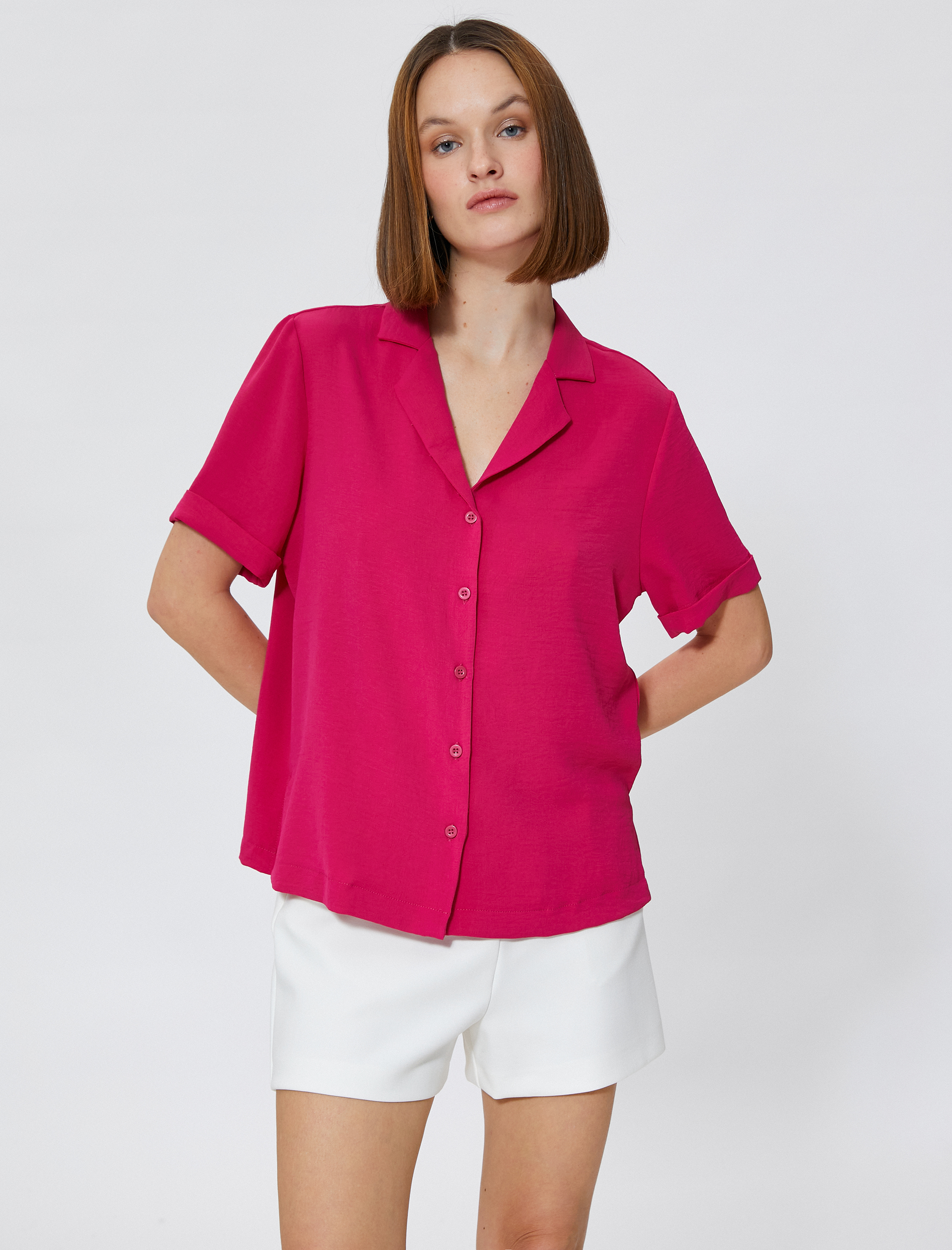   Ceket Yaka Gömlek Kısa Kollu