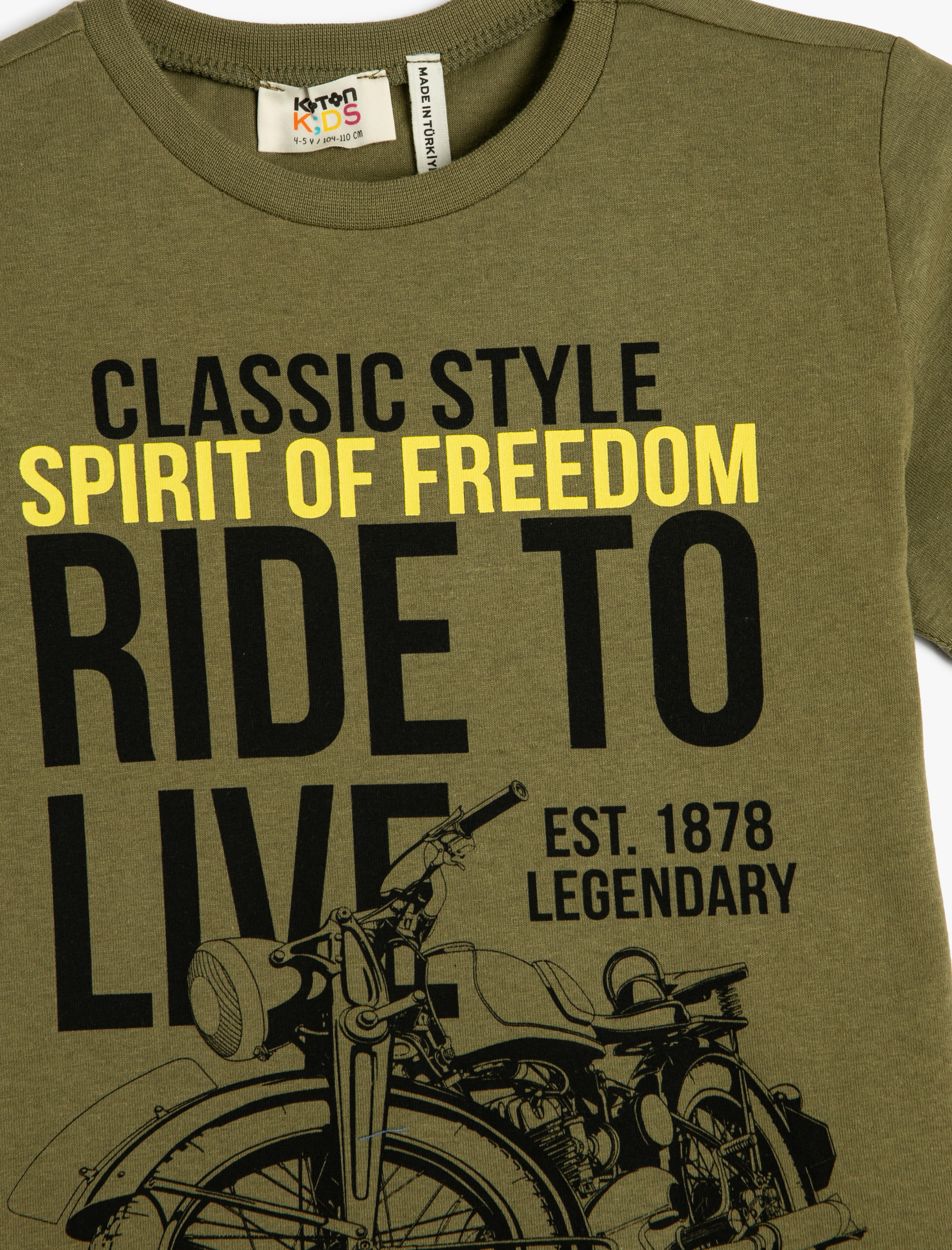  Erkek Çocuk Tişört Kısa Kollu Bisiklet Yaka Baskılı Pamuklu