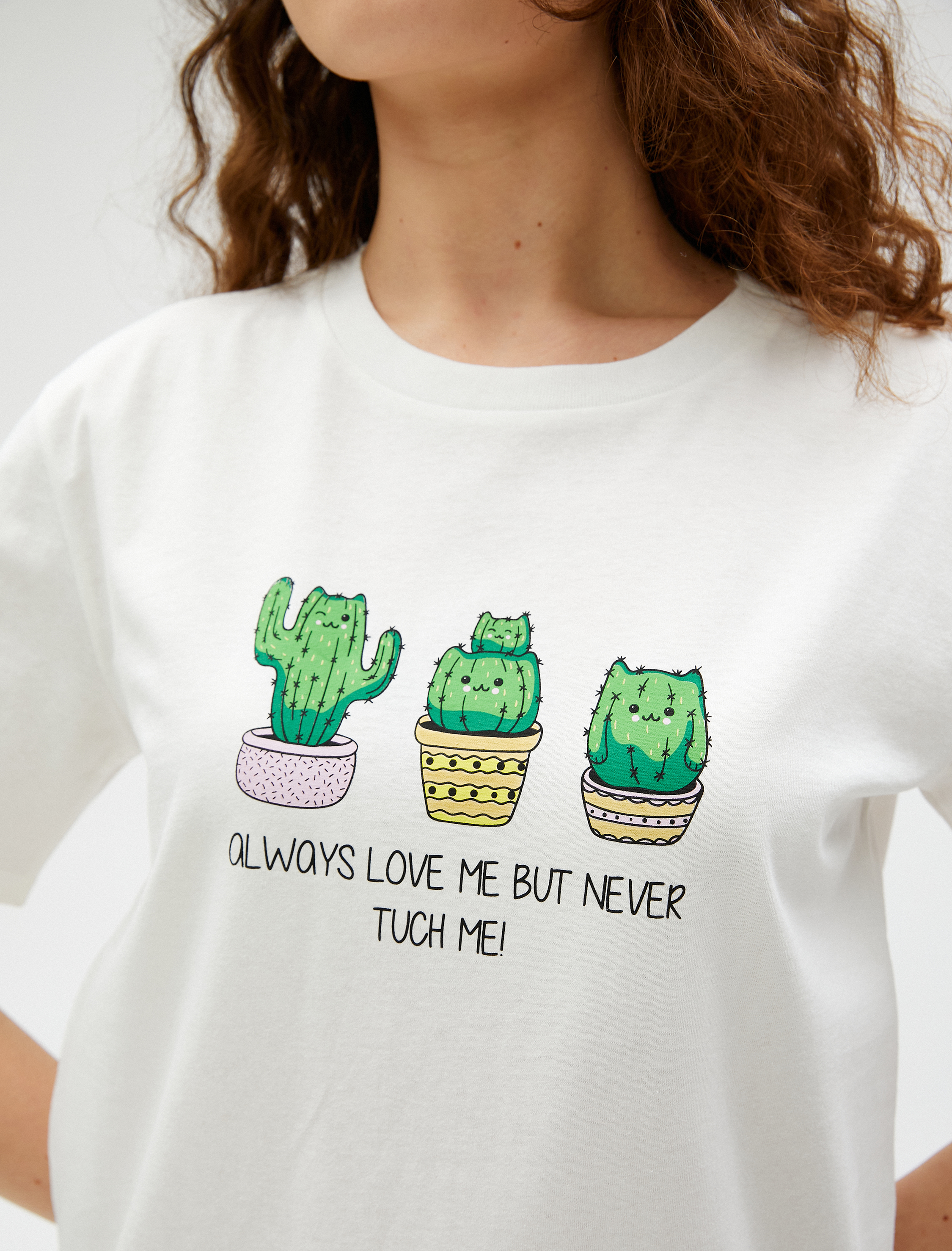   Baskılı Tişört Bisiklet Yaka Kısa Kollu Pamuklu