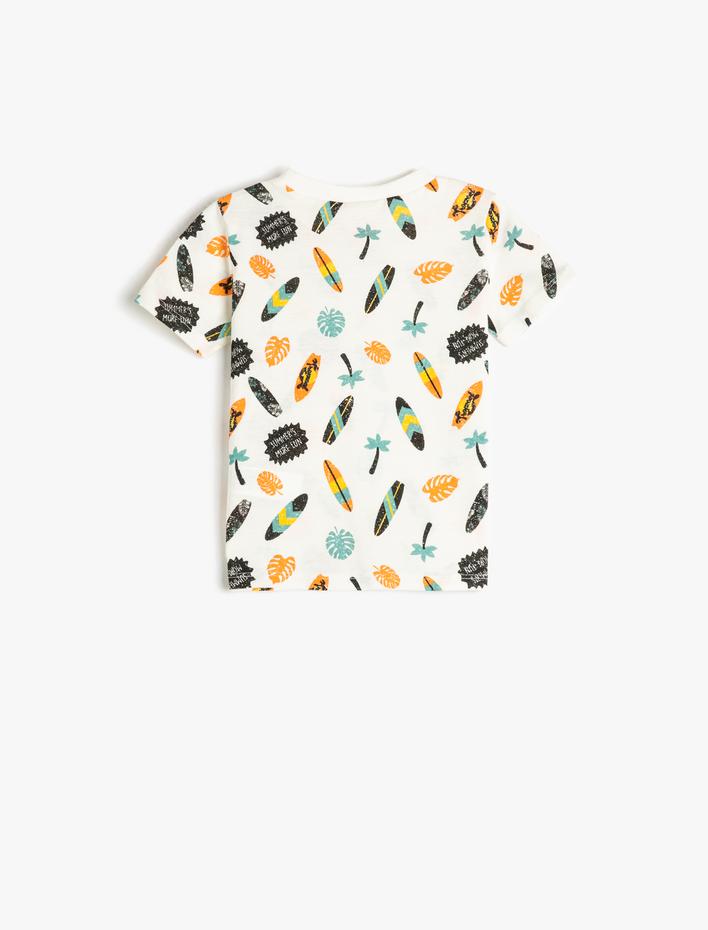 Erkek Bebek Tişört Kısa Kollu Yuvarlak Yaka Baskılı Pamuklu