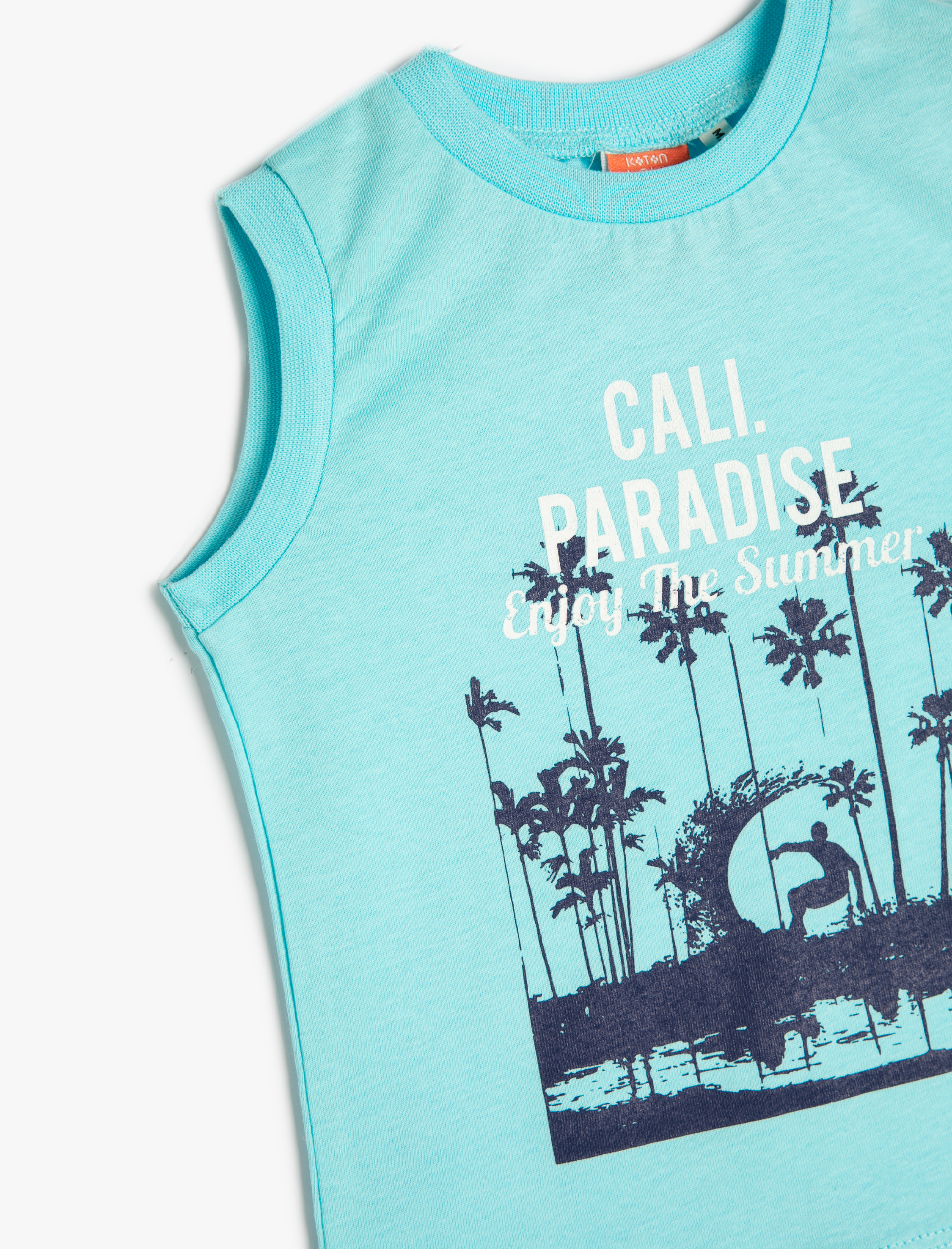  Erkek Bebek Atlet Kolsuz Palmiye Baskılı Pamuklu