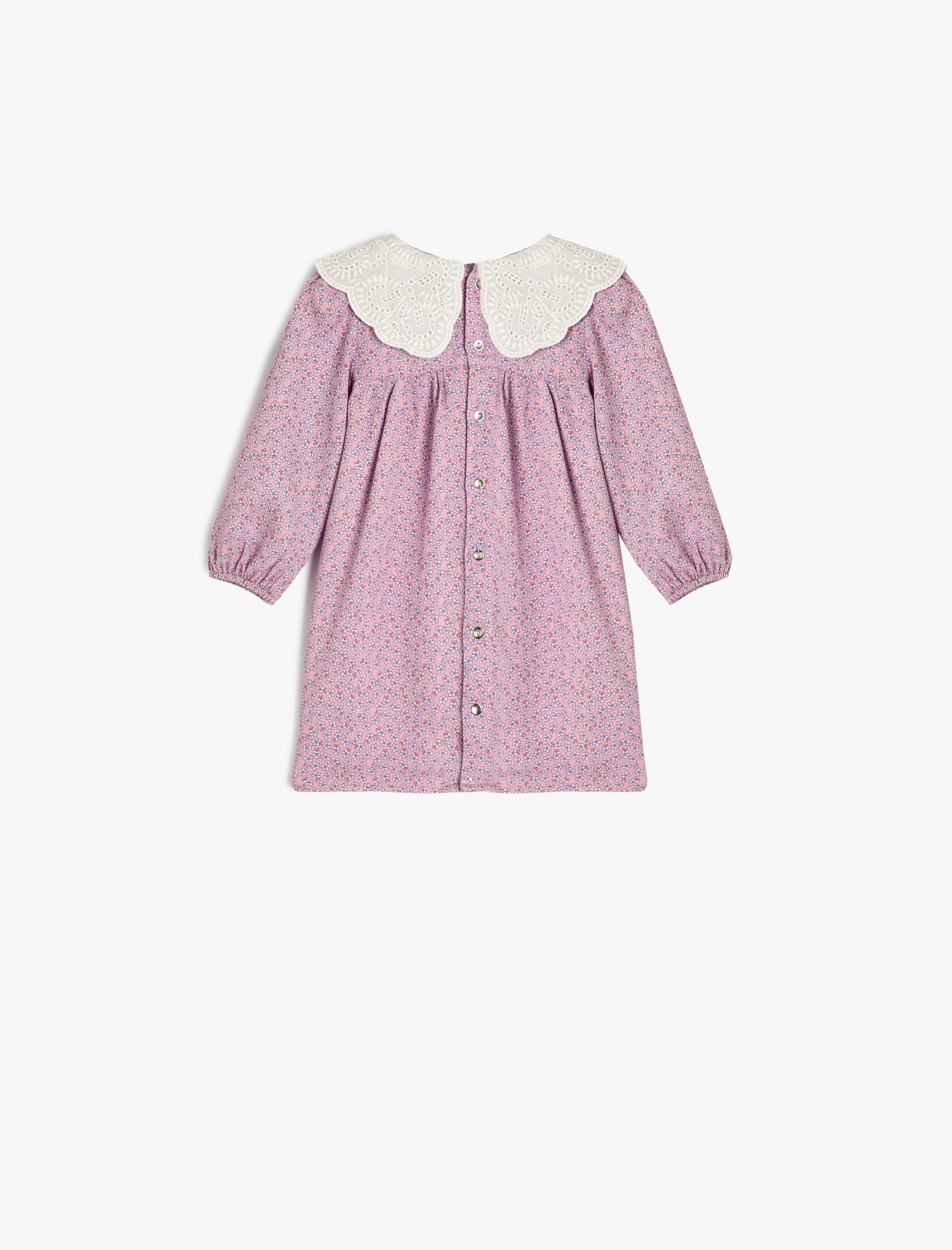  Kız Bebek Elbise Çiçekli Bebe Yaka Uzun Kollu Manşetleri Lastikli