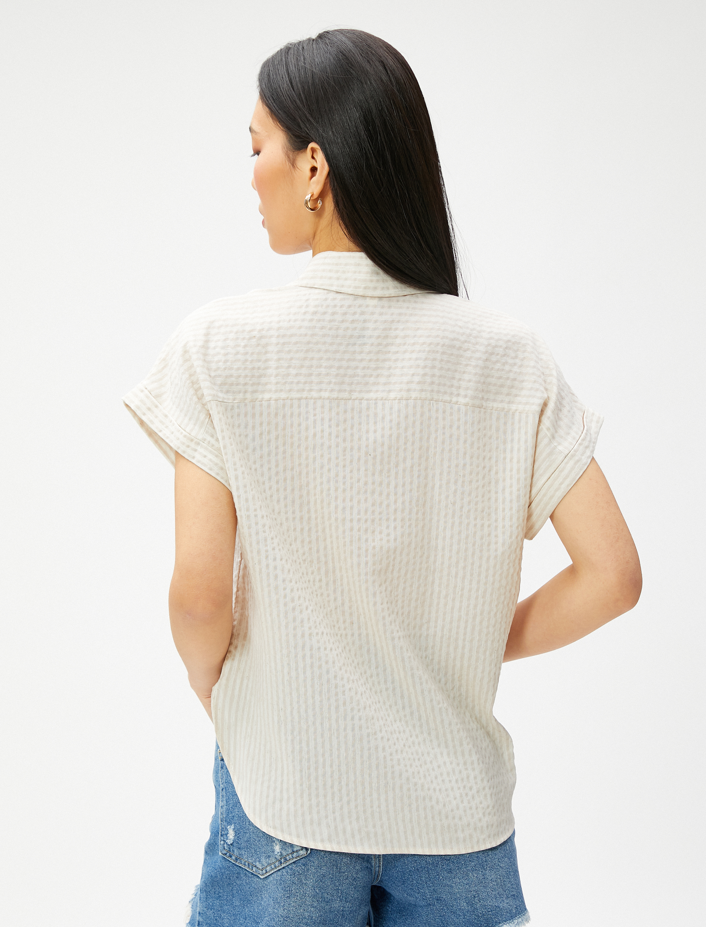   Kısa Kollu Gömlek Gizli Düğmeli